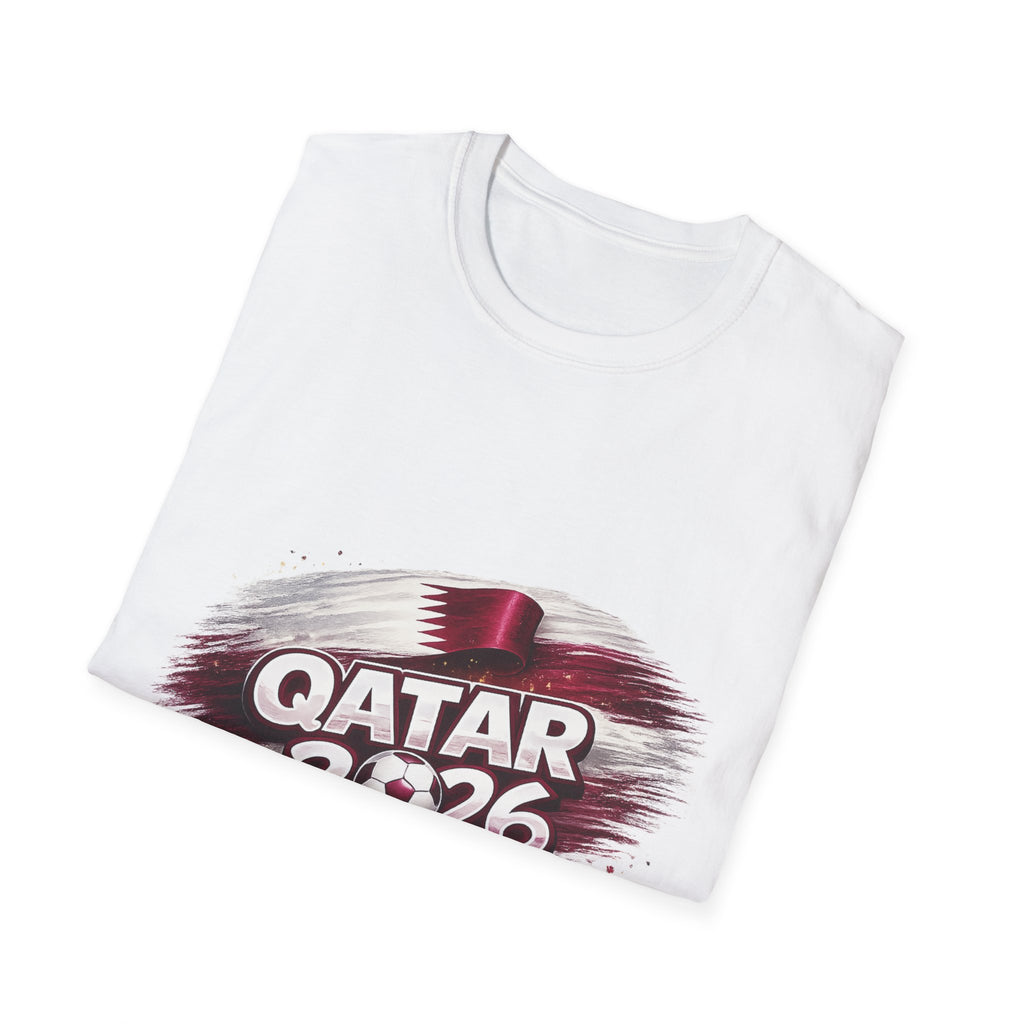Qatar 2026 Soccer Fan T-Shirt — Maroon Flag Football Cup Support Tee