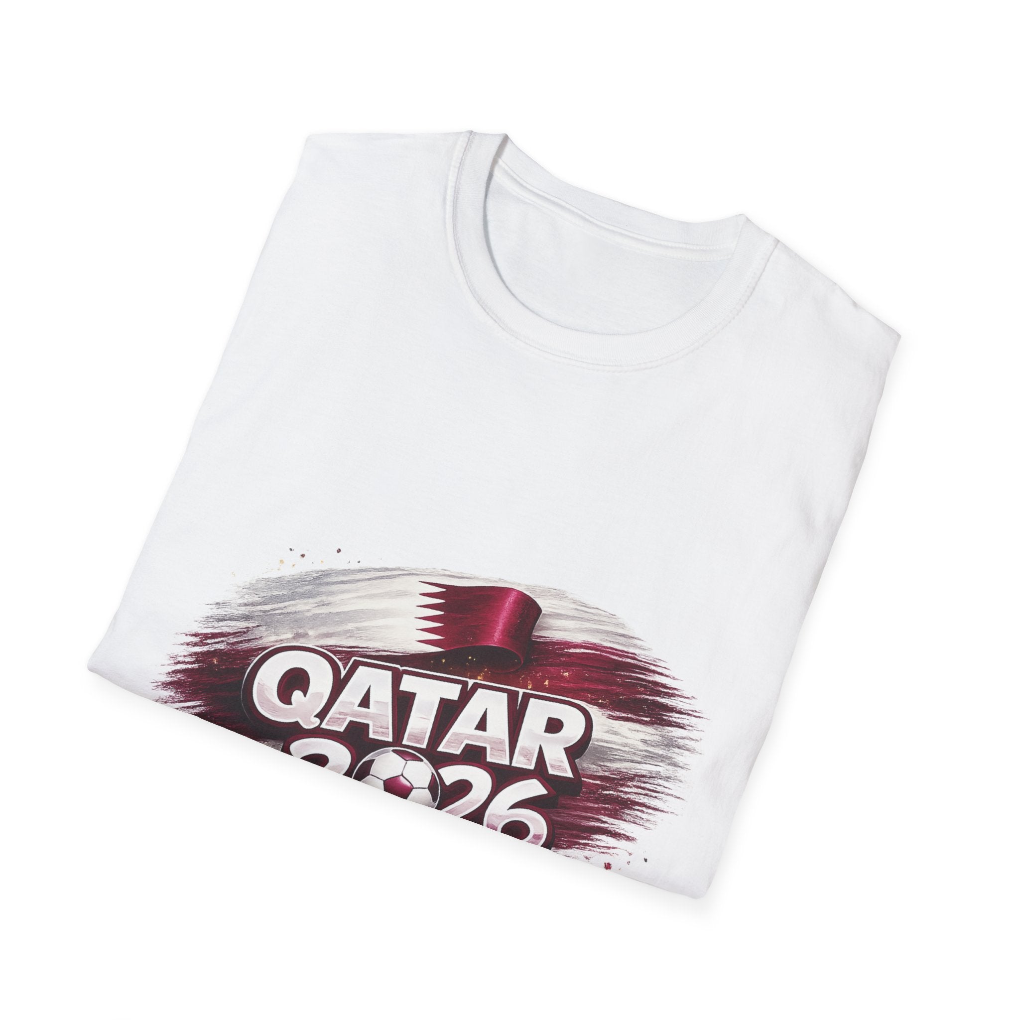 Qatar 2026 Soccer Fan T-Shirt — Maroon Flag Football Cup Support Tee