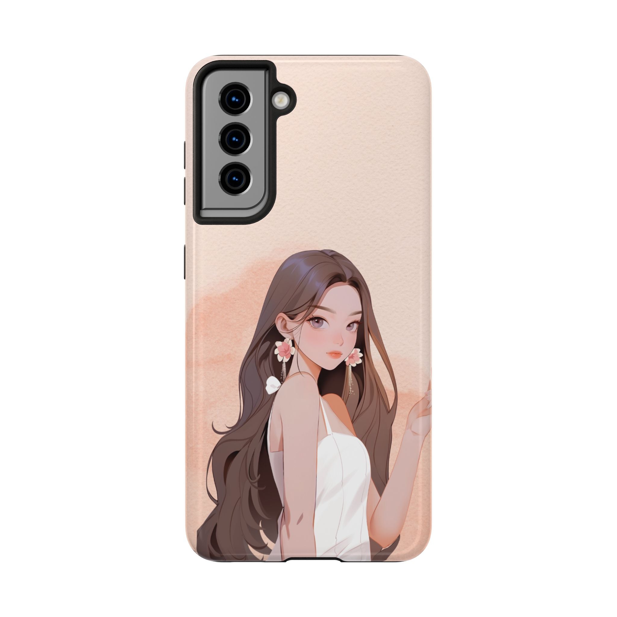 Tough Phone Case — Elegant Anime Girl Illustration, Protective Slim Phone Cover