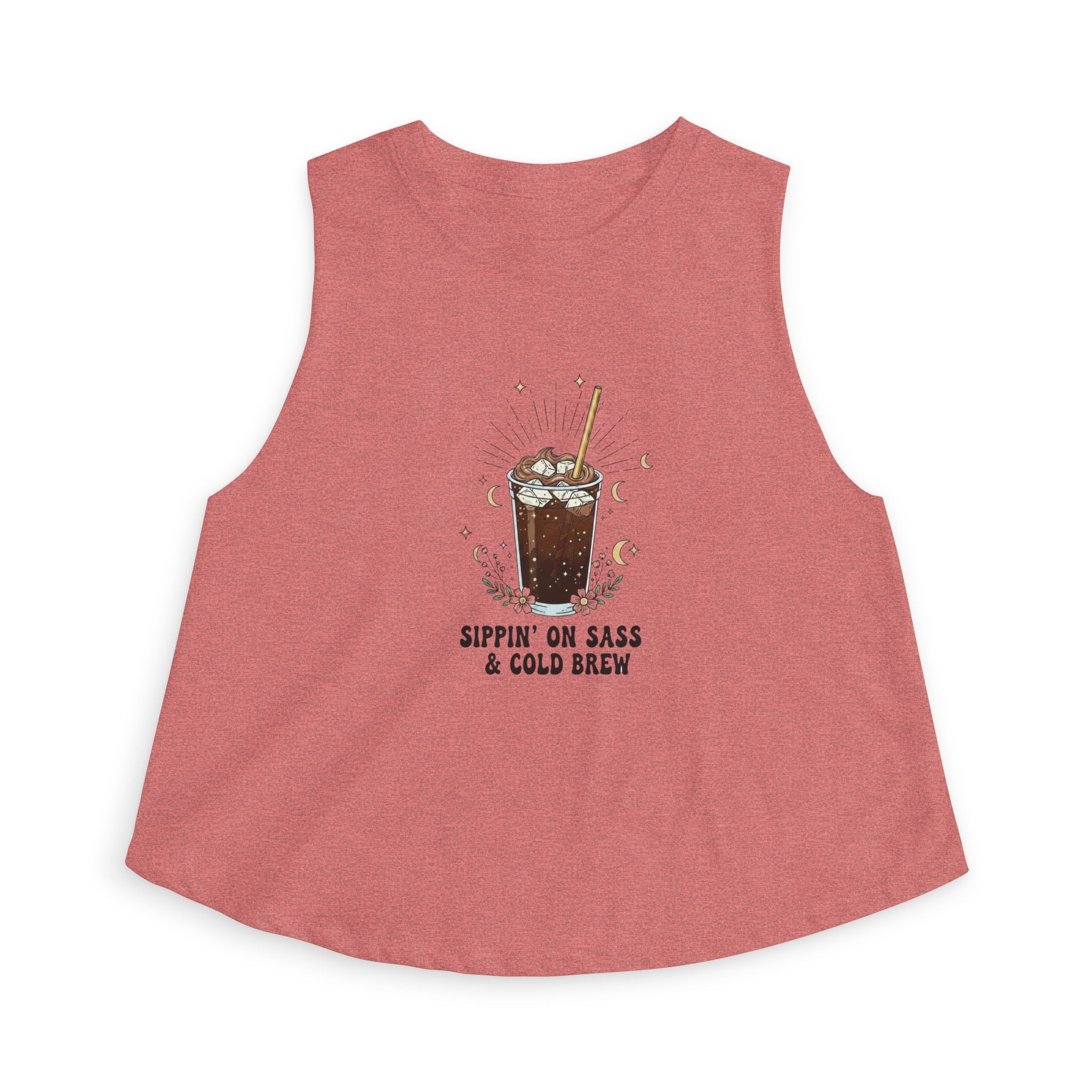 Cold Brew Crop Top — "Sippin' On Sass & Cold Brew" Coffee Graphic Tank