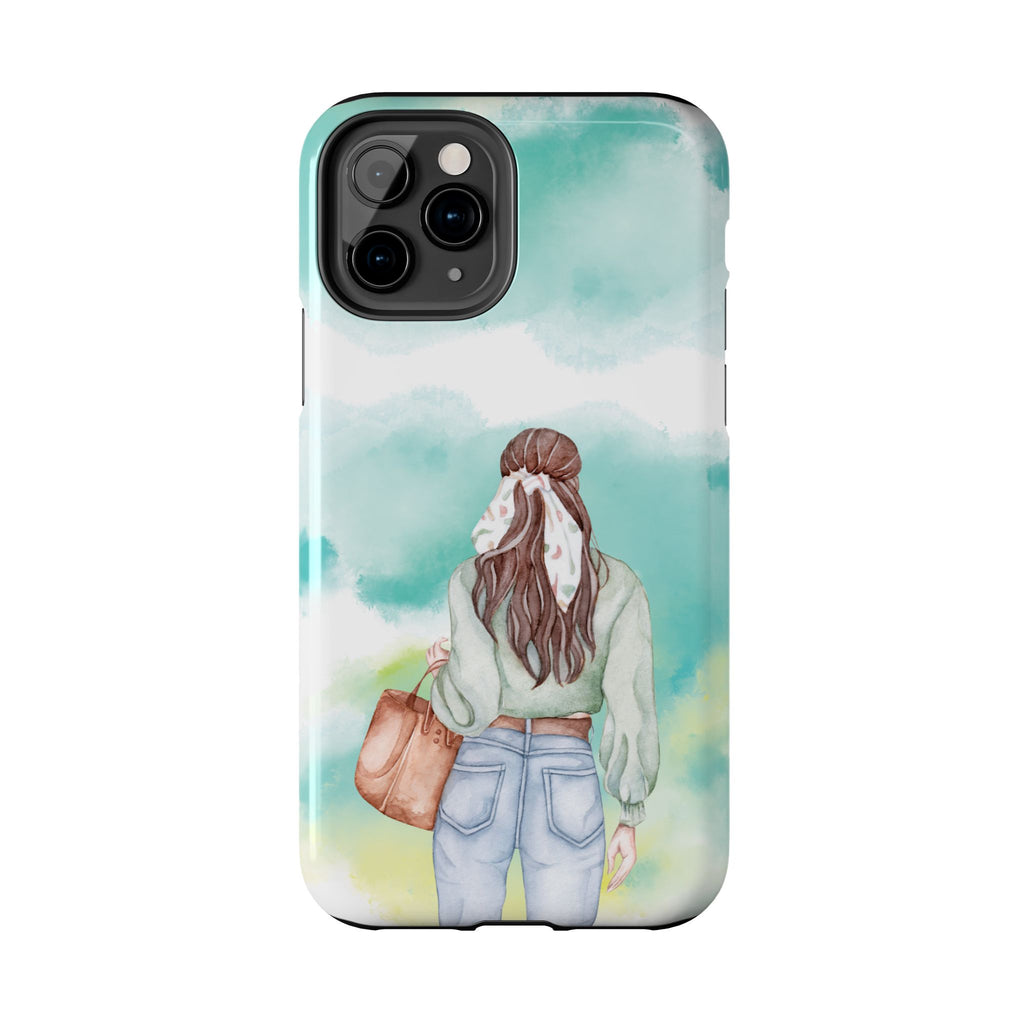 Watercolor Girl Tough Phone Case — Trendy Pastel Back-to-School Protective Cover