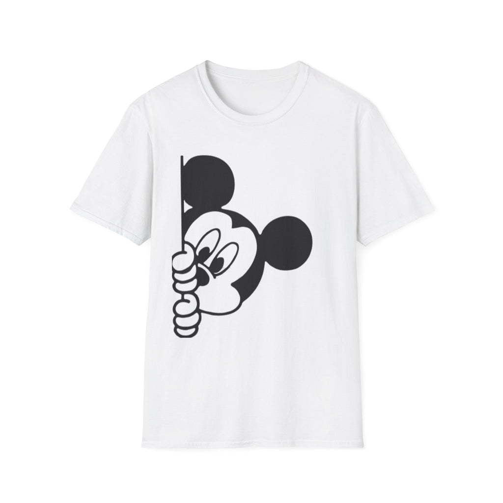Peeking Mouse Unisex T-Shirt — Playful Peeking Cartoon Graphic Tee
