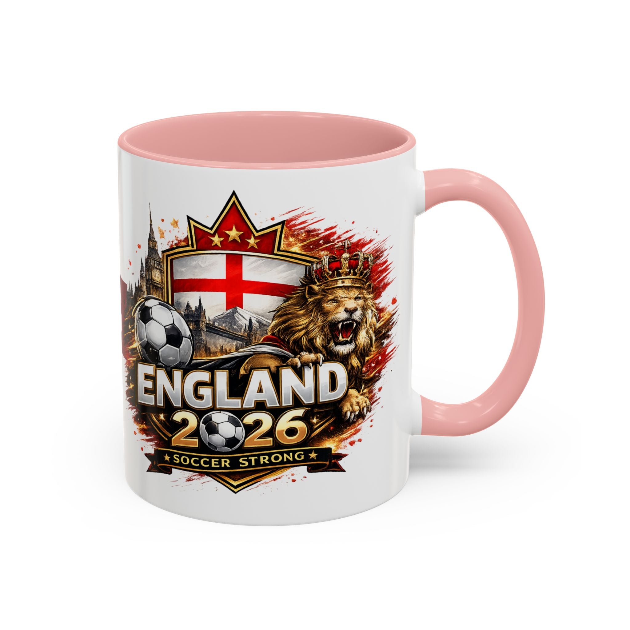 England 2026 Soccer Cup Accent Coffee Mug (11, 15oz)