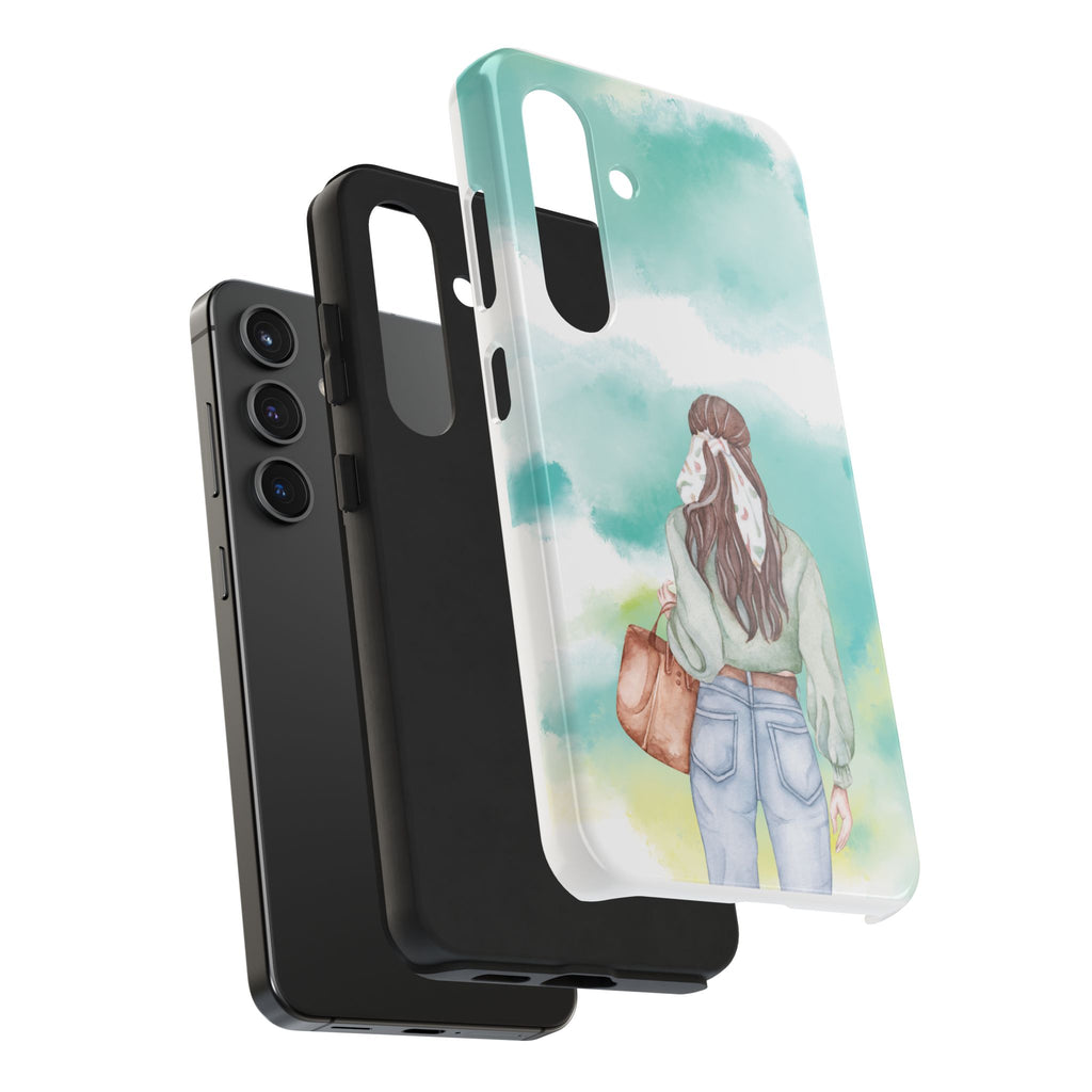 Watercolor Girl Tough Phone Case — Trendy Pastel Back-to-School Protective Cover