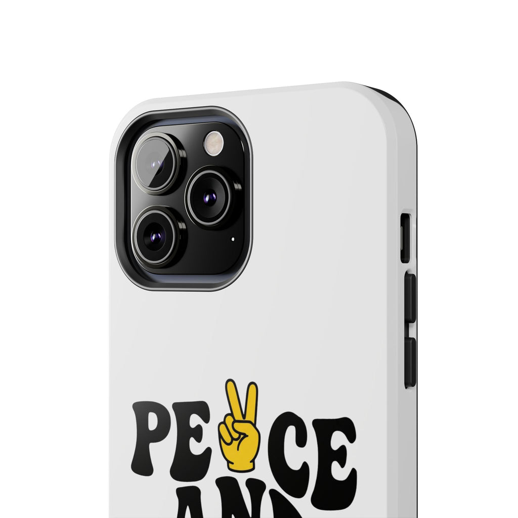 Peace and Love Tough Phone Case — Retro Peace Sign & Heart Protective Cover