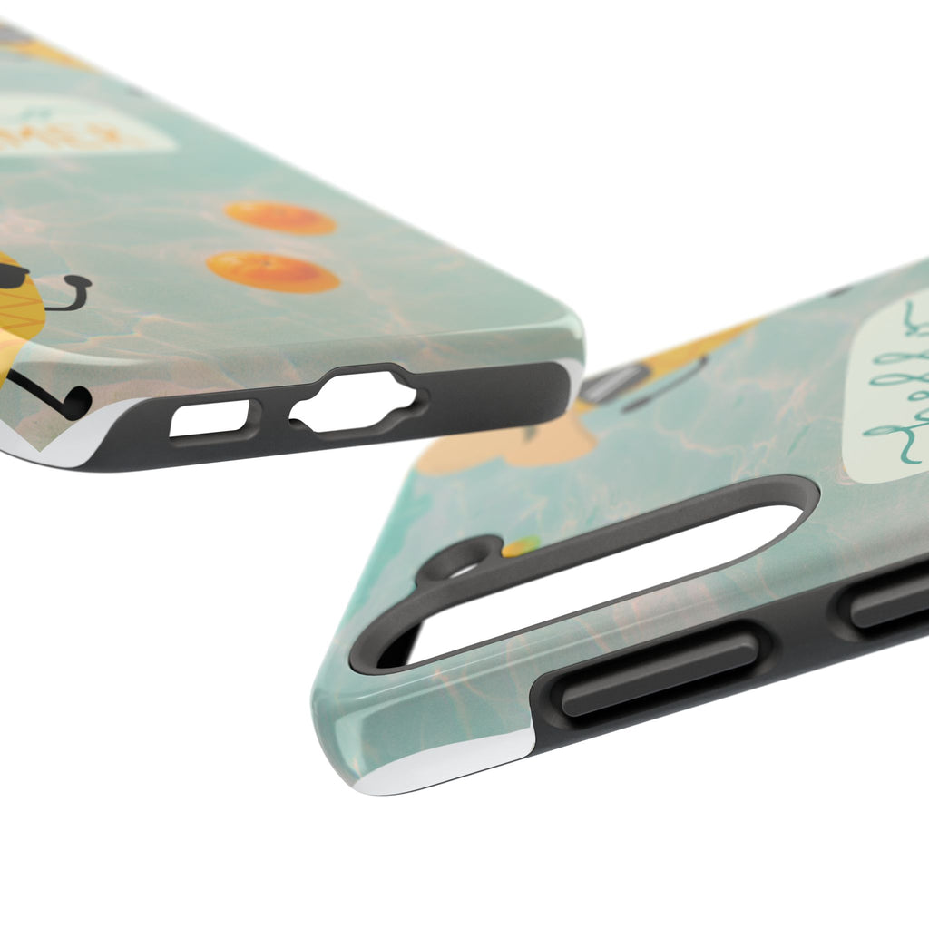 Hello Summer Tough Phone Case - Cute Pineapple & Oranges Beach Design
