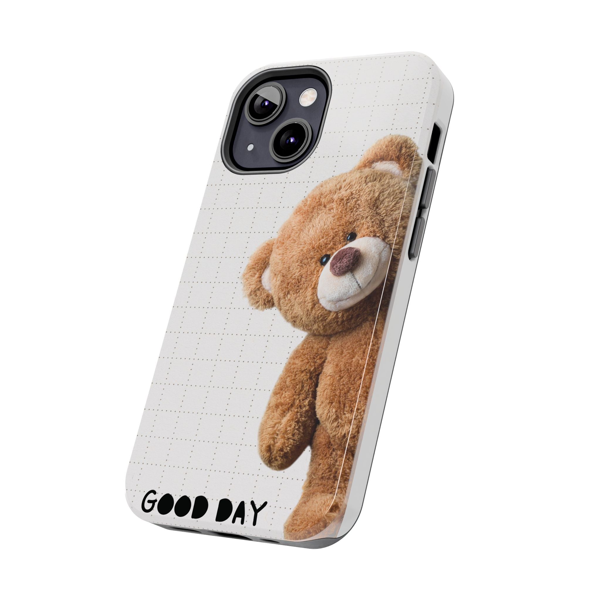 Teddy Bear Tough Phone Case — Cute Plush Peeking Design, Protective Shockproof Cover