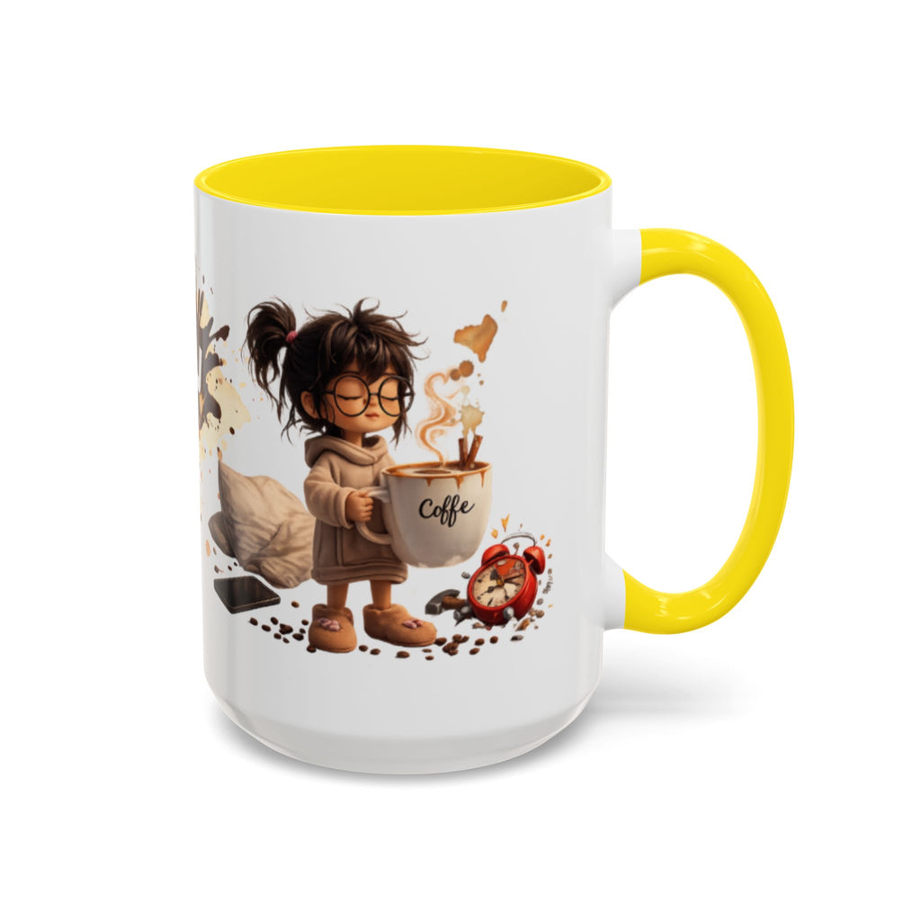 Cute Coffee Girl Accent Mug — Arabic Script Coffee Design (11/15oz)
