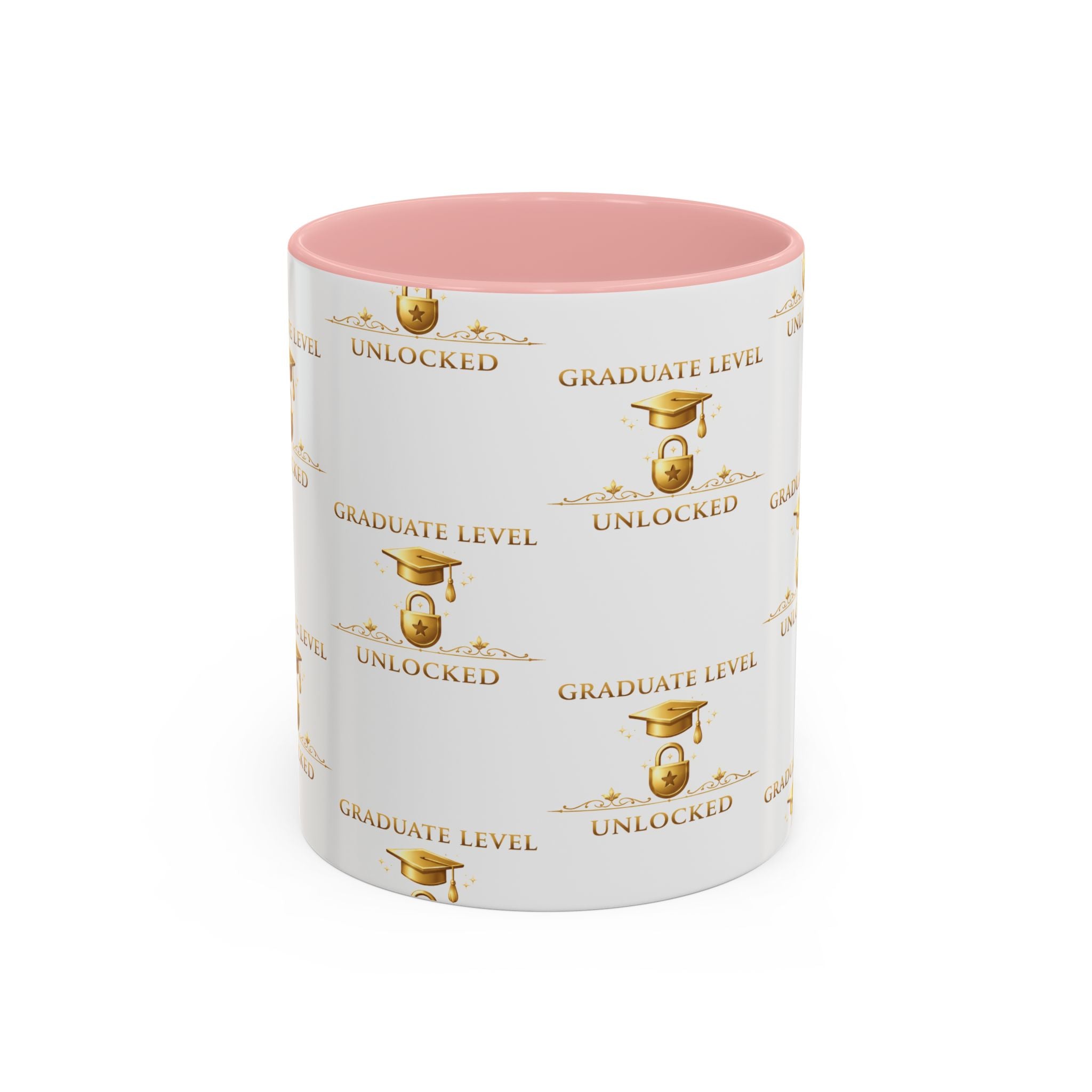 Graduation Level Unlocked Coffee Mug — Gold Cap Grad Gift (11/15oz)