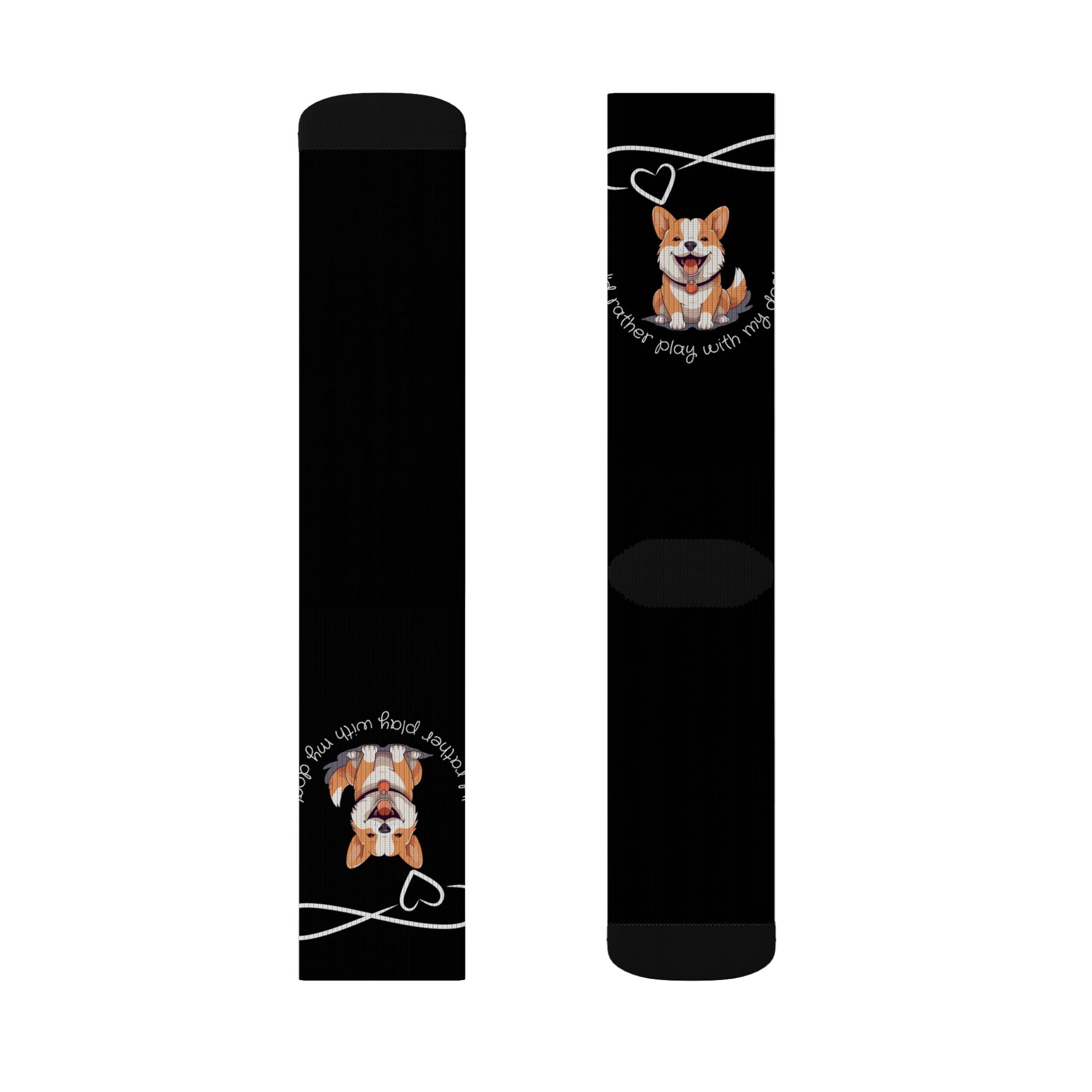 Corgi Love Sublimation Socks — "You’re My Favorite" Cute Dog Crew Socks