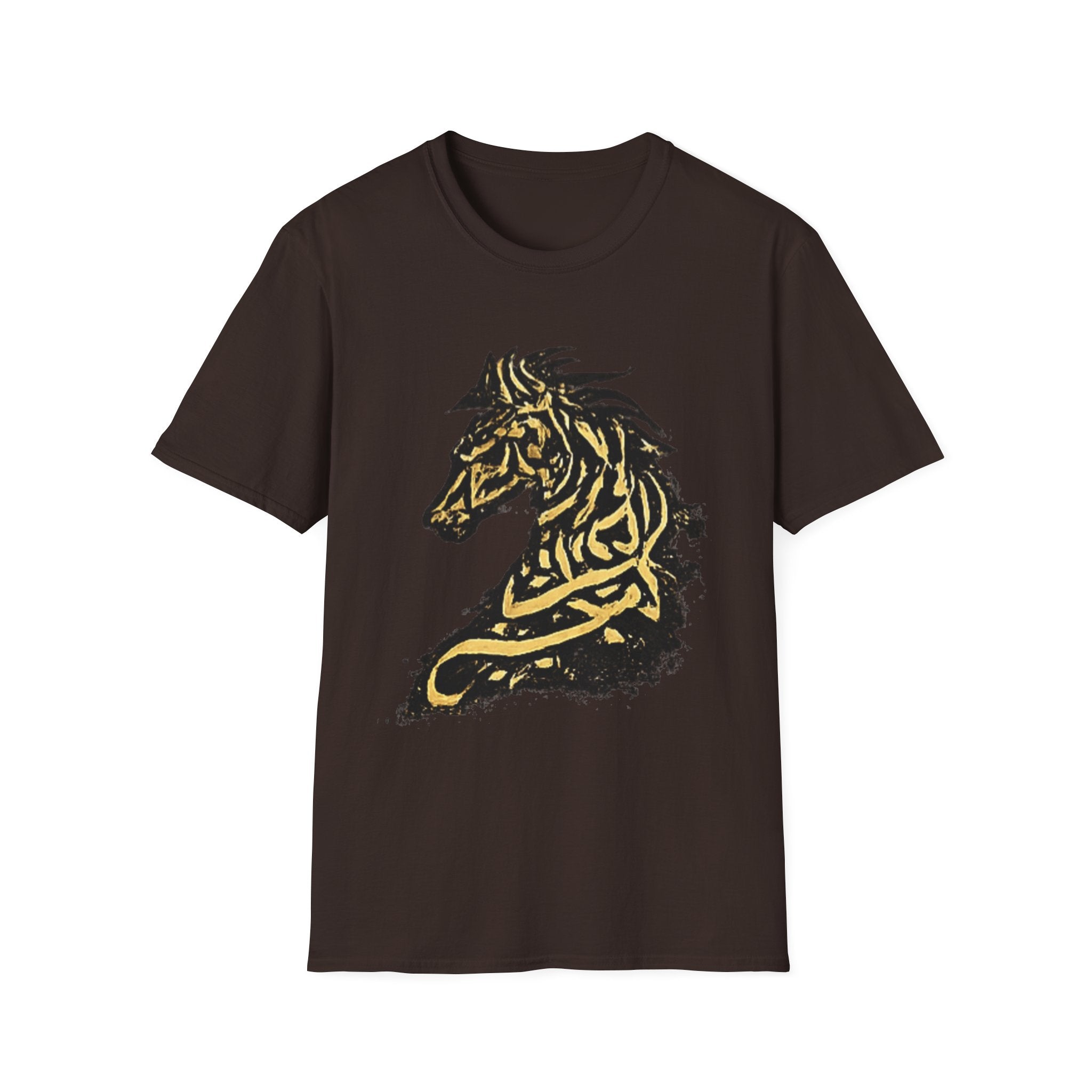 Tribal Gold Horse T-Shirt — Stylized Celtic Stallion Tee