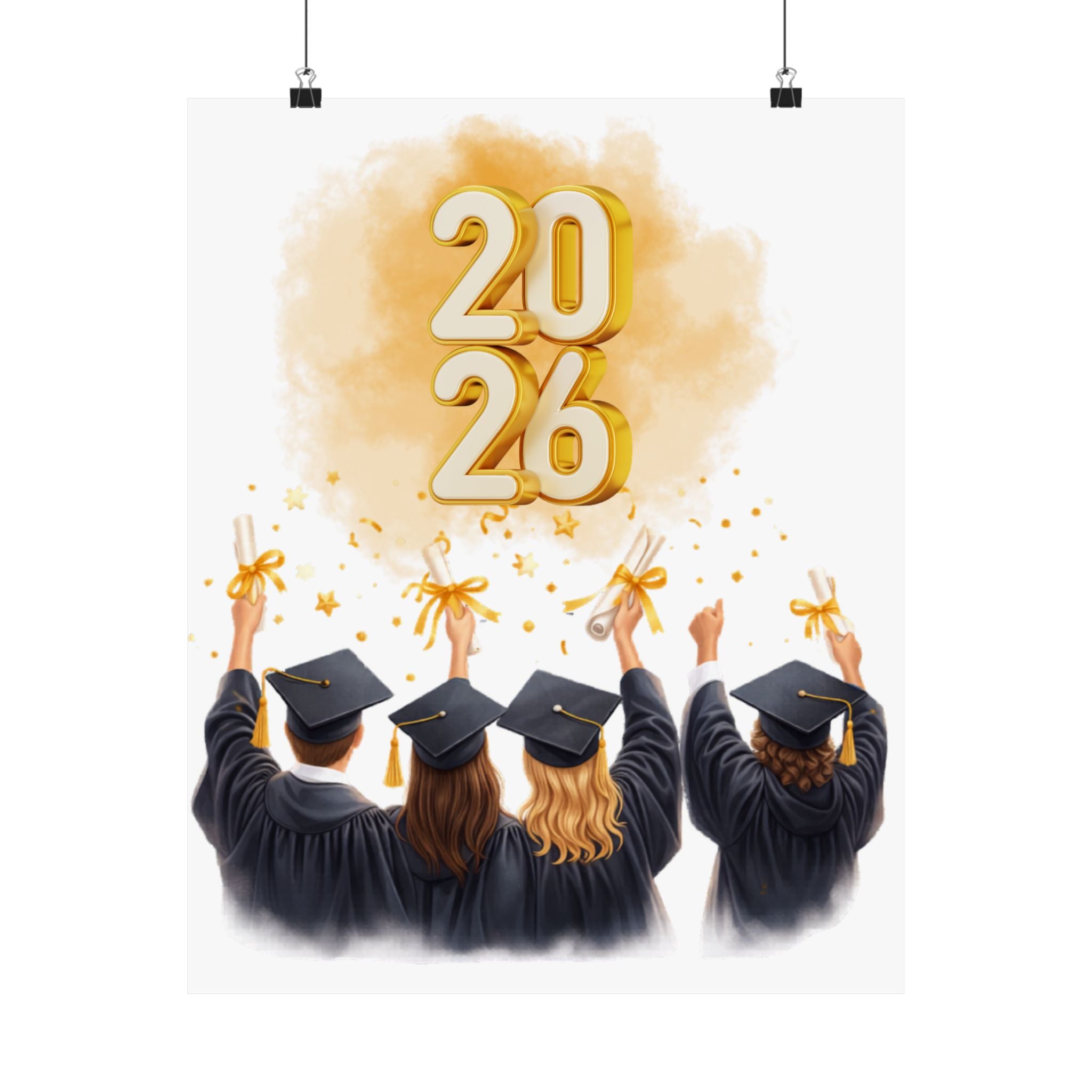 2026 Graduation Poster — Class of 2026 Cap Toss Matte Vertical Print