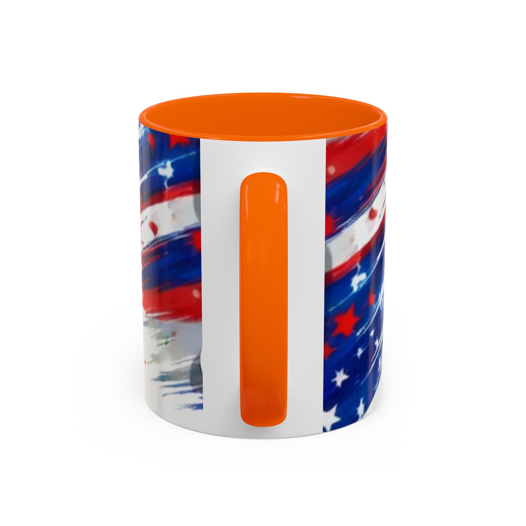 USA 2026 Flag Accent Coffee Mug — Patriotic Fourth of July Drinkware