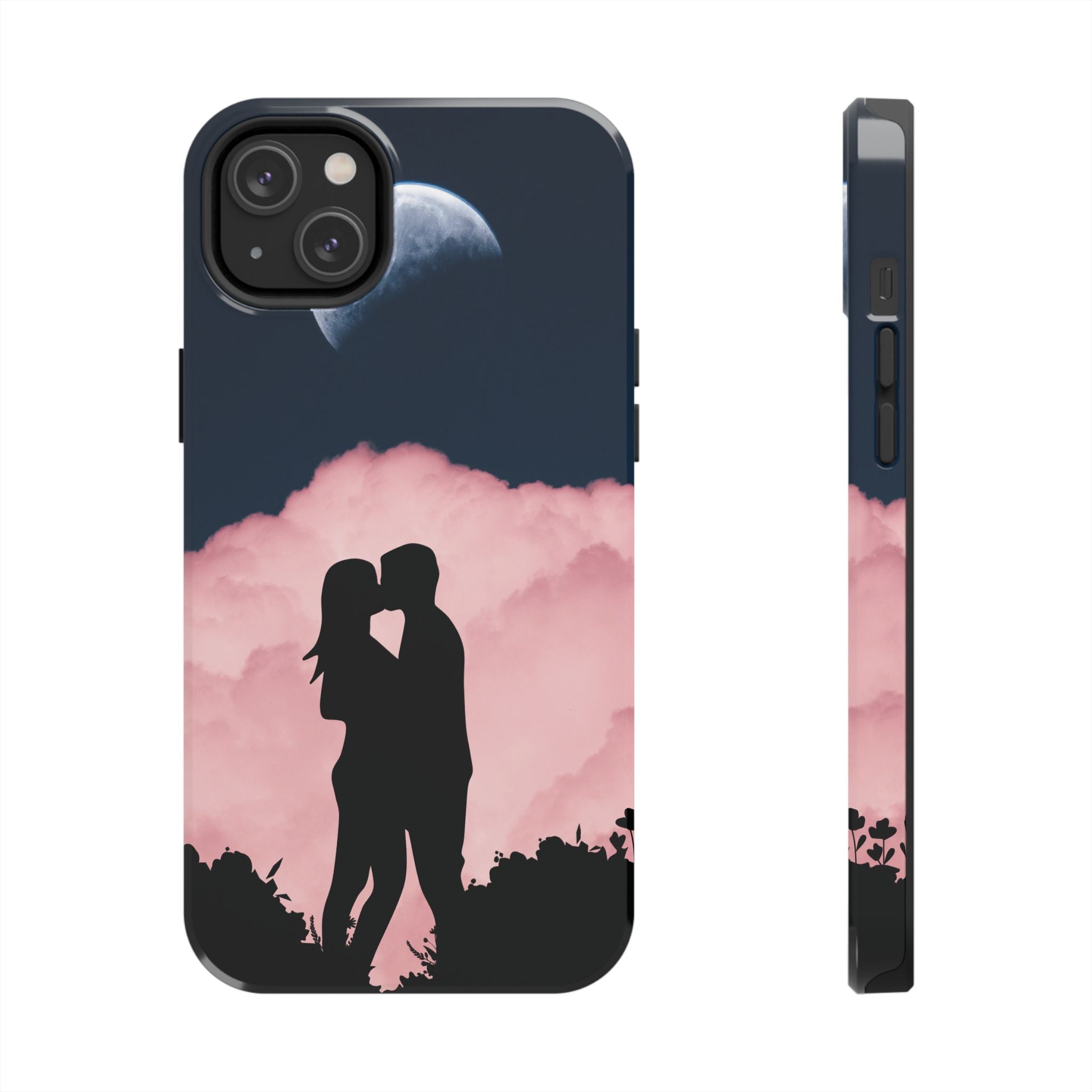 Tough Phone Case — Romantic Couple Silhouette with Moon & Pink Cloud