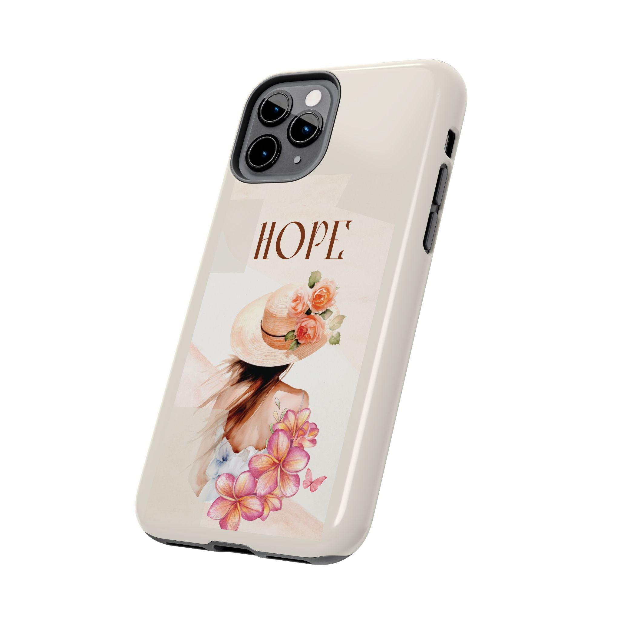 Hope Floral Tough Phone Case — Protective iPhone Case with Watercolor Girl & Flowers