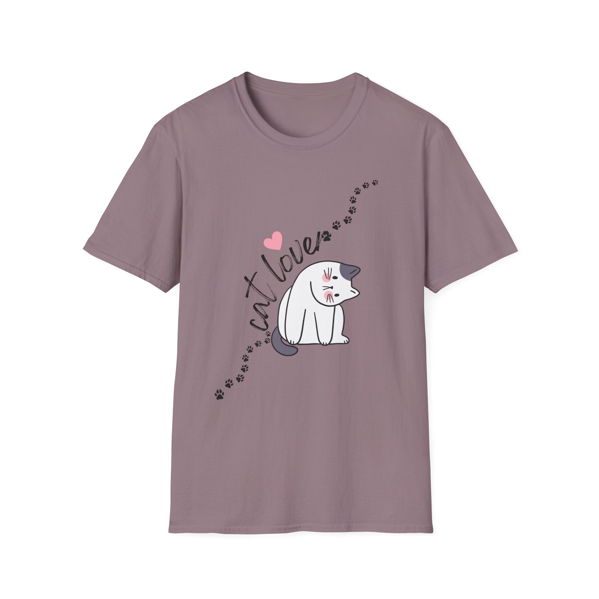 Cat Lover T-Shirt – Cute Heart & Pawprint Kitten Graphic