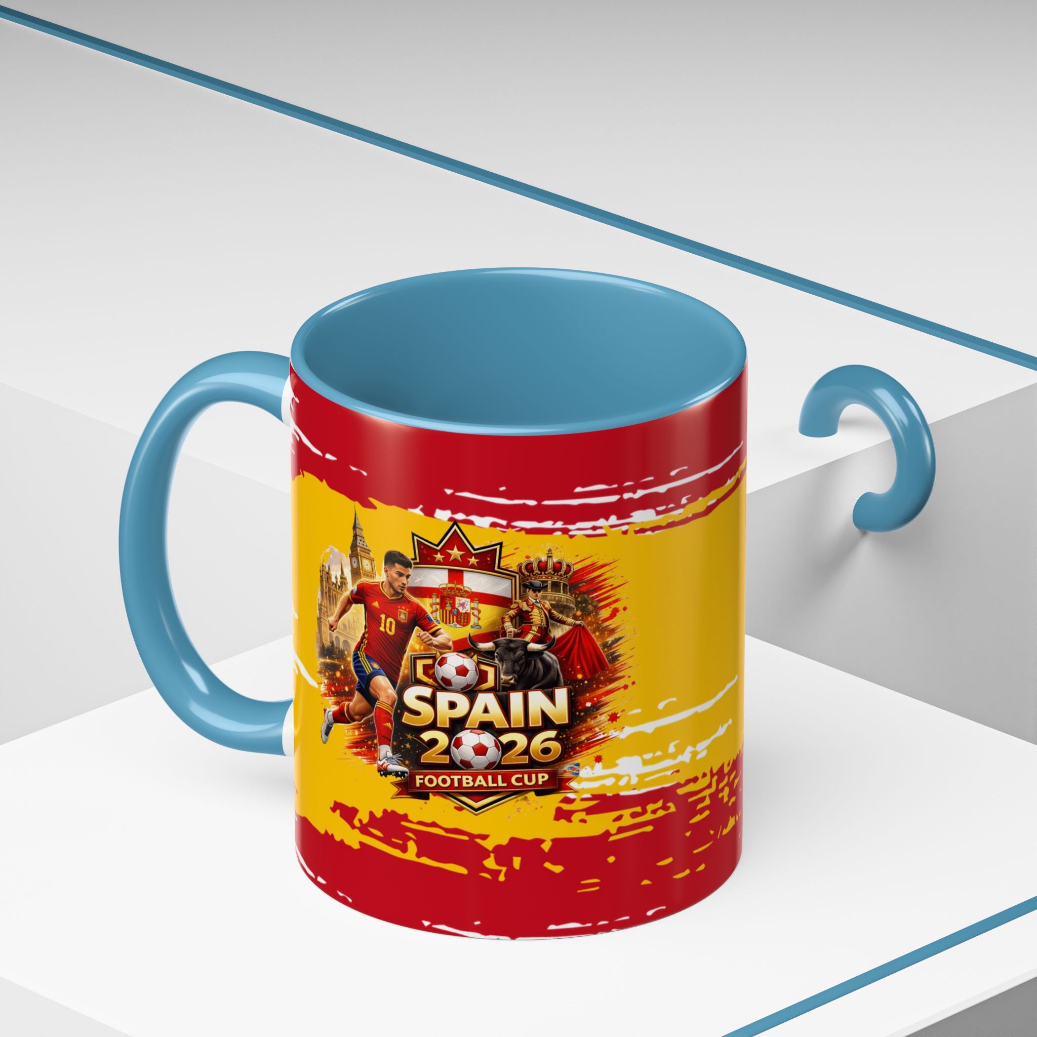 Spanish Flag Accent Coffee Mug – Bold Red & Gold Brushstroke Ceramic Mug