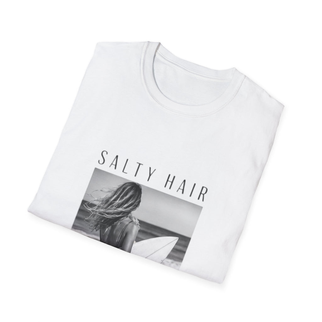 Salty Hair Surf Photo Tee — "Salty Hair, Don’t Care" Beach T-Shirt
