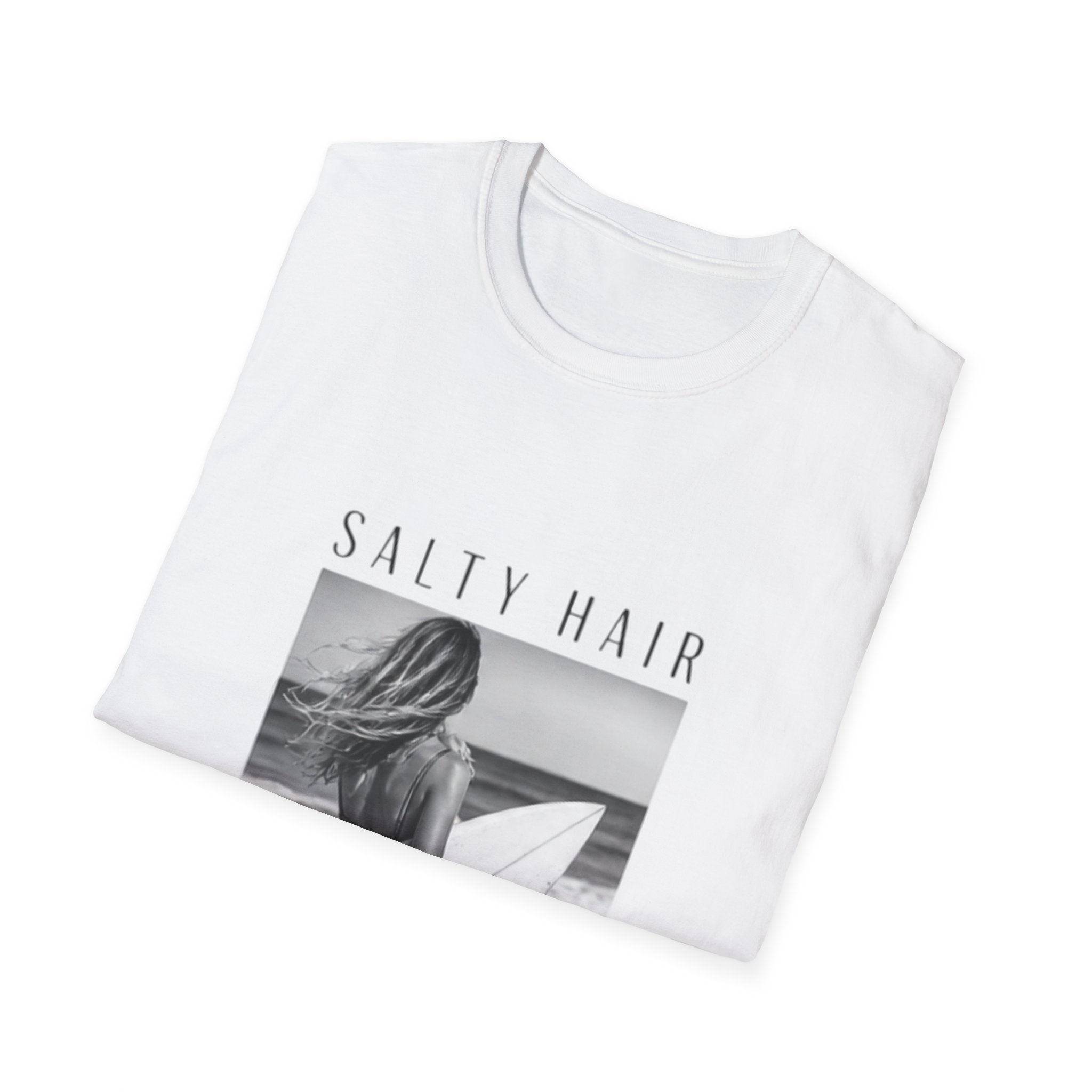 Salty Hair Surf Photo Tee — "Salty Hair, Don’t Care" Beach T-Shirt