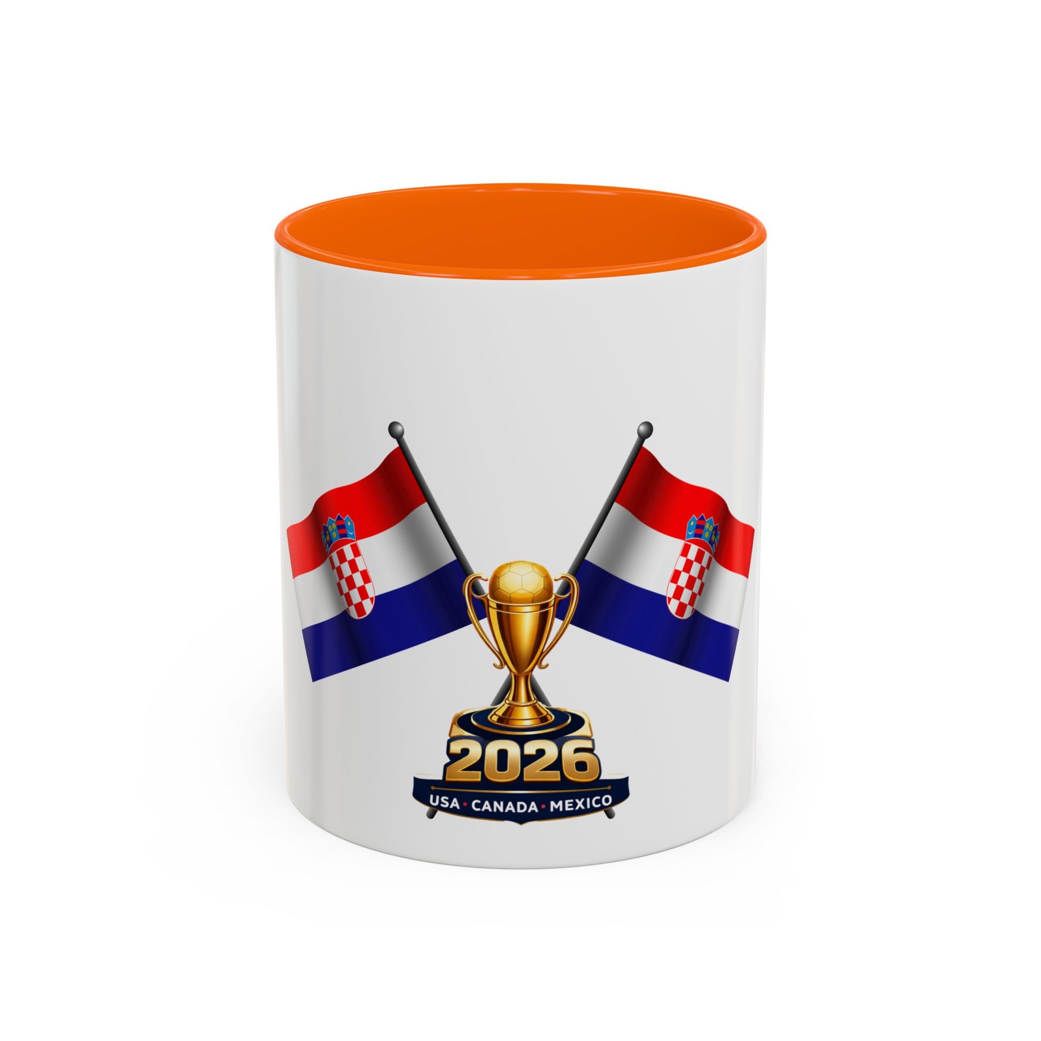 Croatia 2026 Soccer Fan Coffee Mug — Flags & Trophy Cup Design