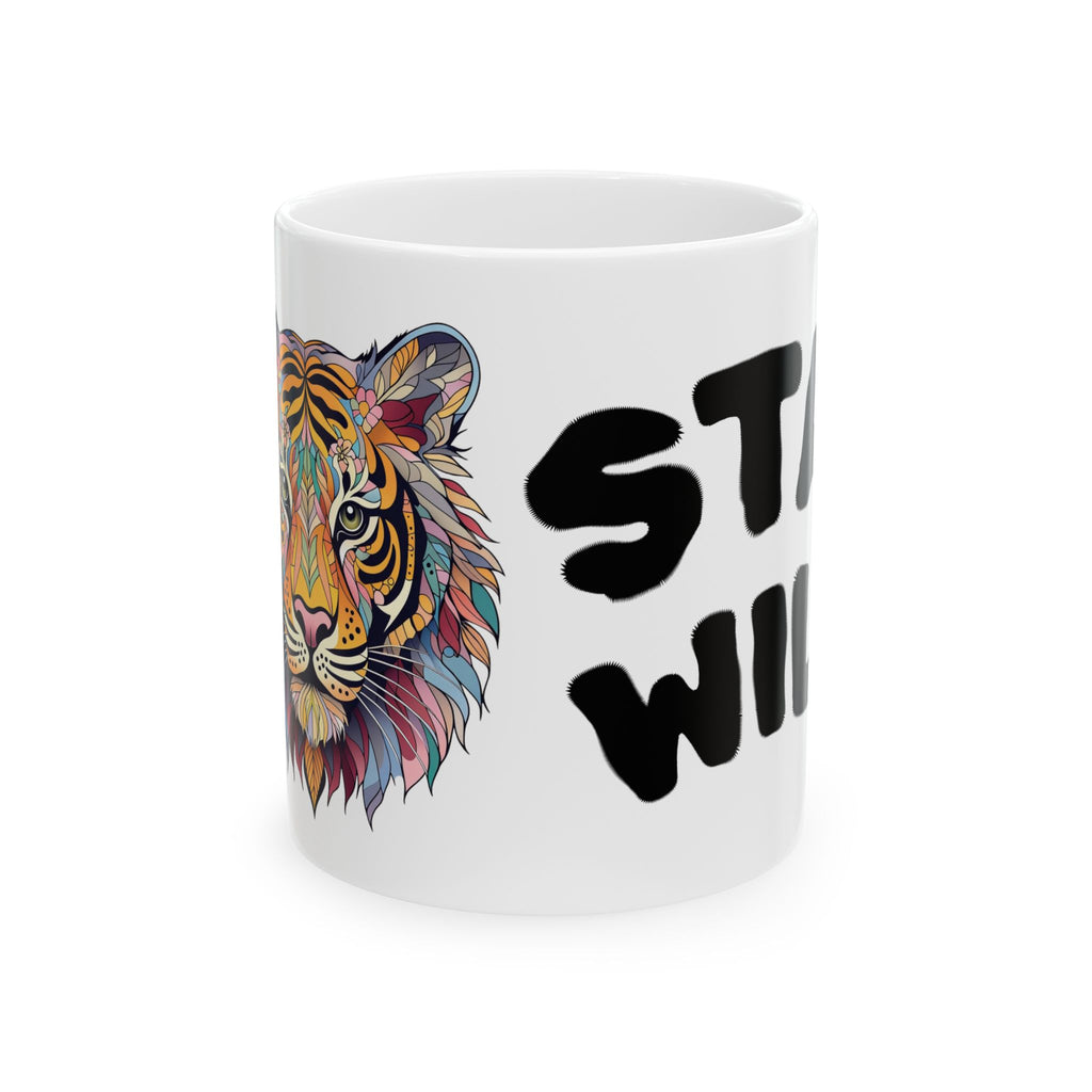 Stay Wild Tiger Ceramic Mug — Colorful Boho Animal Coffee Cup
