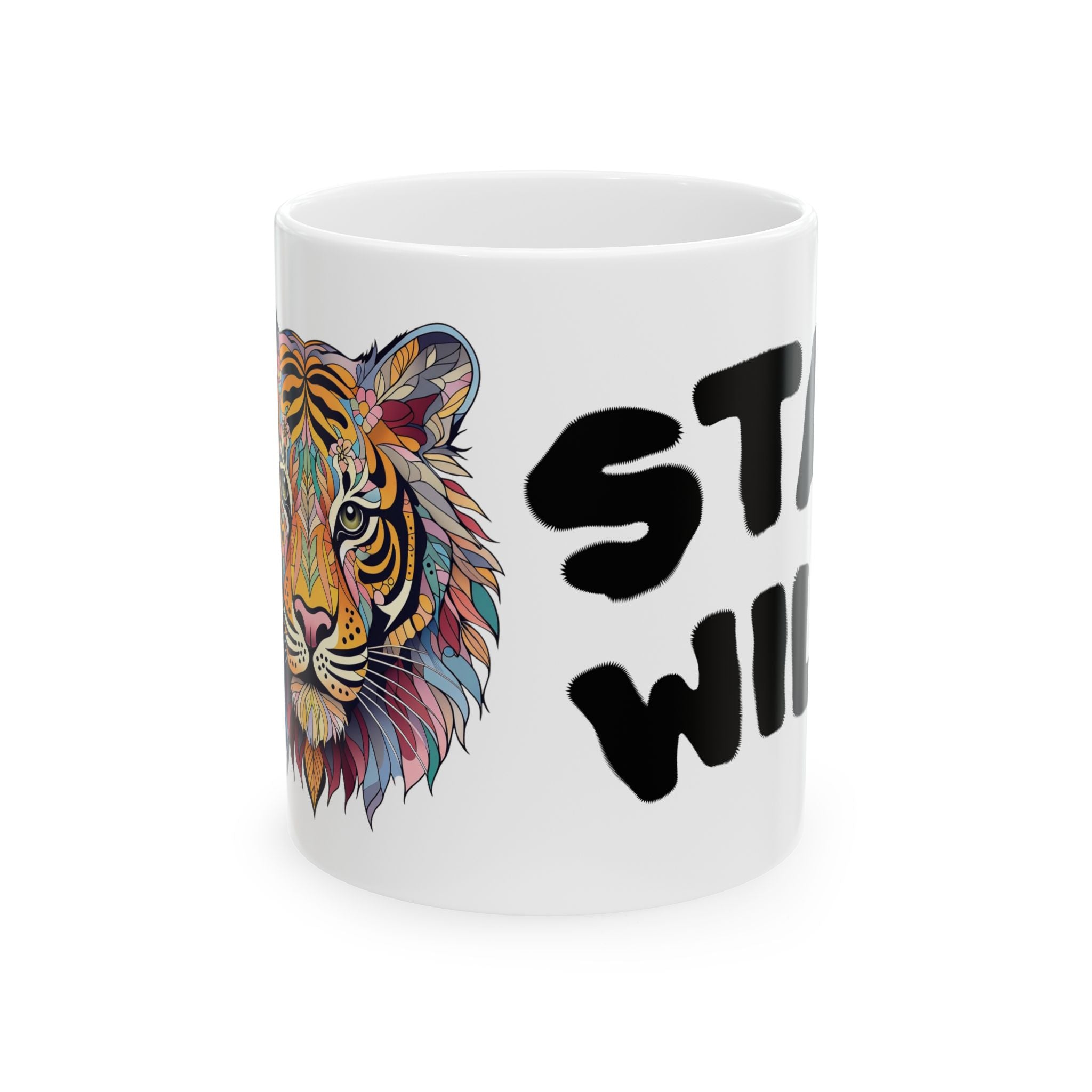 Stay Wild Tiger Ceramic Mug — Colorful Boho Animal Coffee Cup