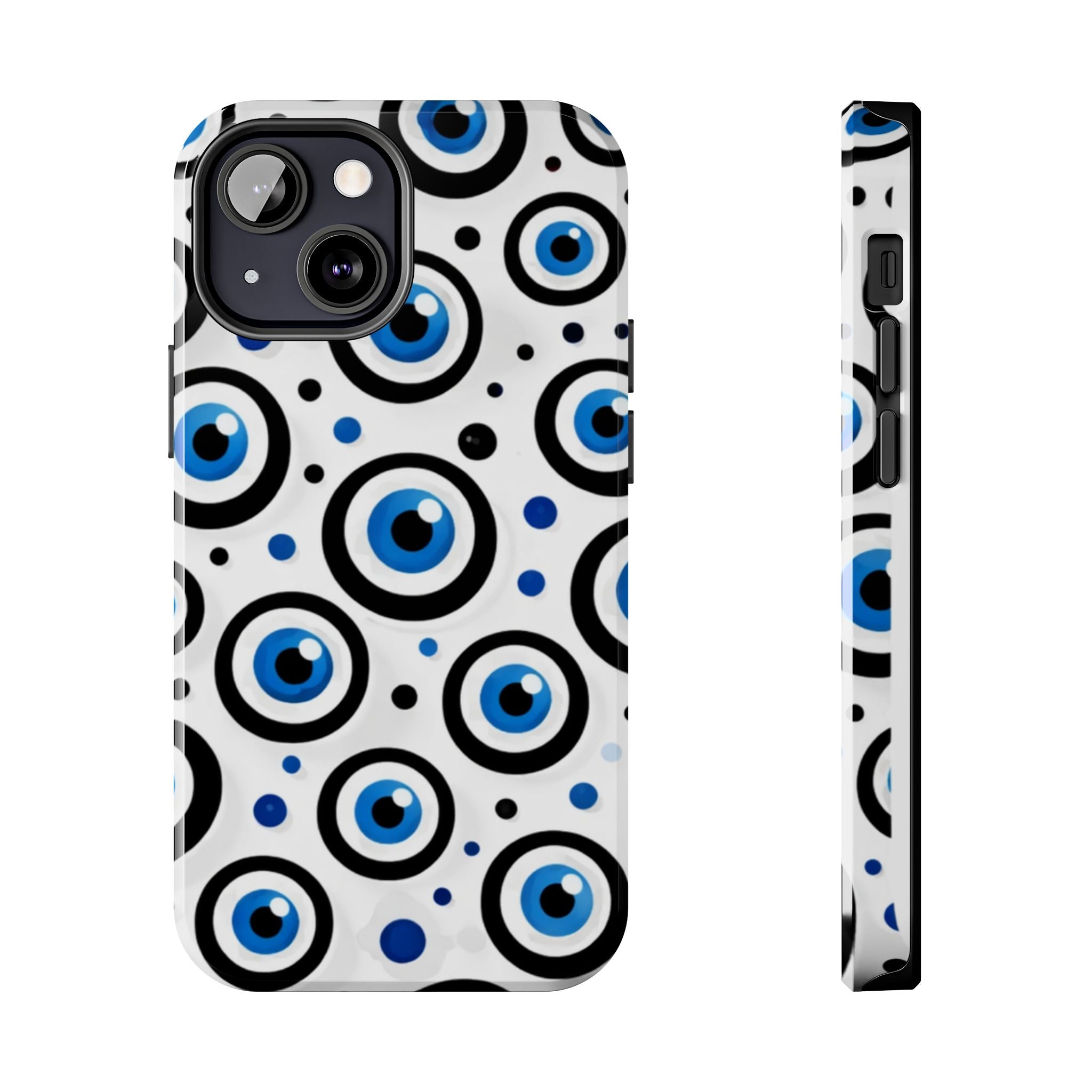 Blue Evil Eye Pattern Tough Phone Case — Protective Ceramic Nazar Design