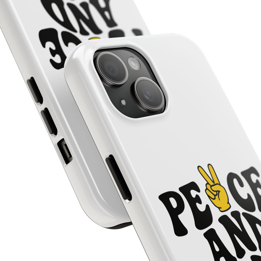 Peace and Love Tough Phone Case — Retro Peace Sign & Heart Protective Cover