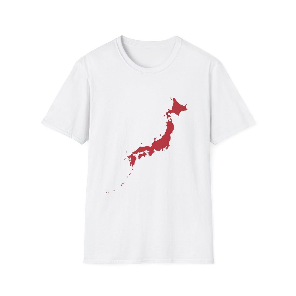 Japan Map T-Shirt — Red Brushstroke "JAPAN" Back Graphic