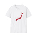 Japan Map T-Shirt — Red Brushstroke "JAPAN" Back Graphic