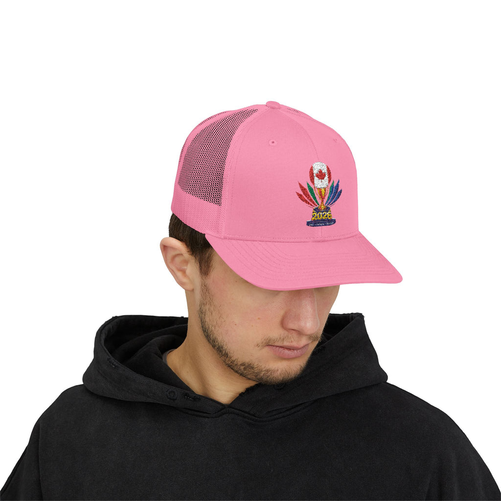 Embroidered Colorful Trophy Trucker Cap - Snapback Mesh Hat
