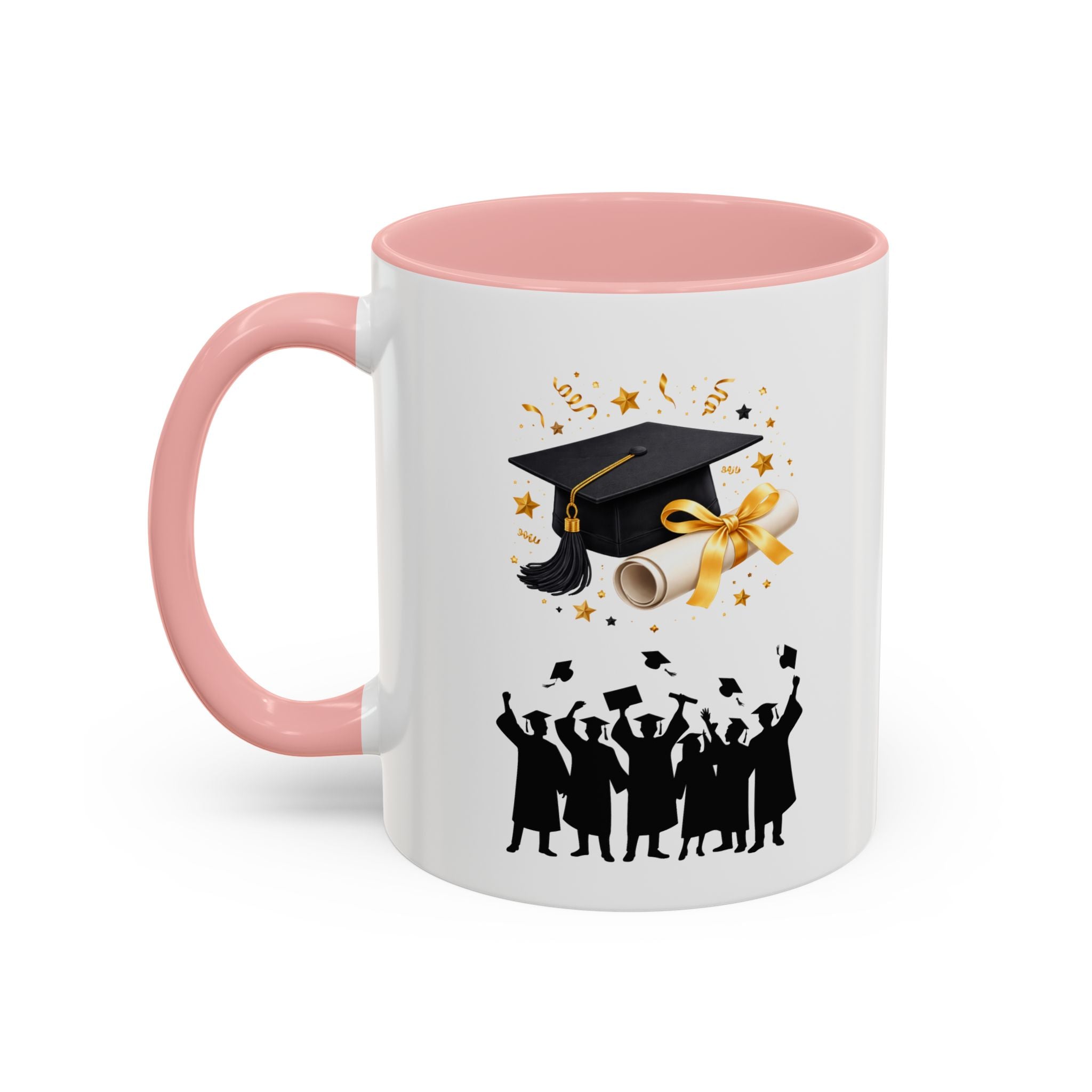 Graduation Celebration Coffee Mug — Cap, Diploma & Tossed Caps Design