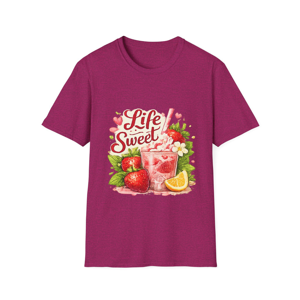 T-Shirt — "Life Sweet" Strawberry Lemonade Graphic Tee