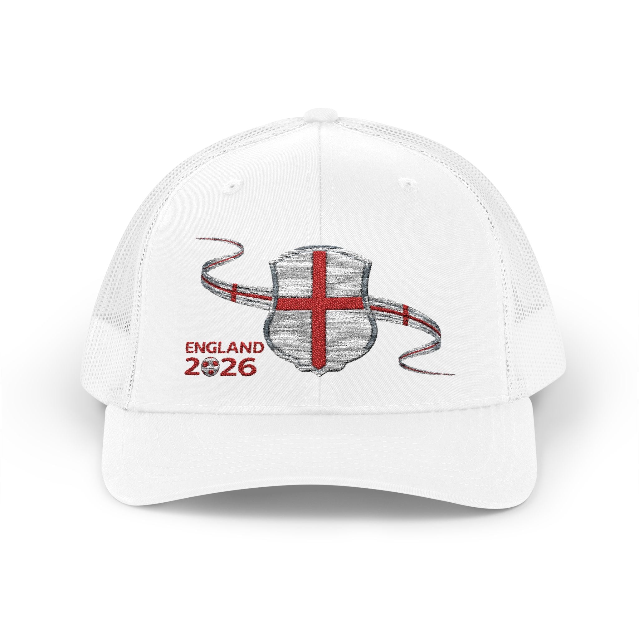 England 2026 Shield Snapback Trucker Cap — St. George Flag Football Fan Hat
