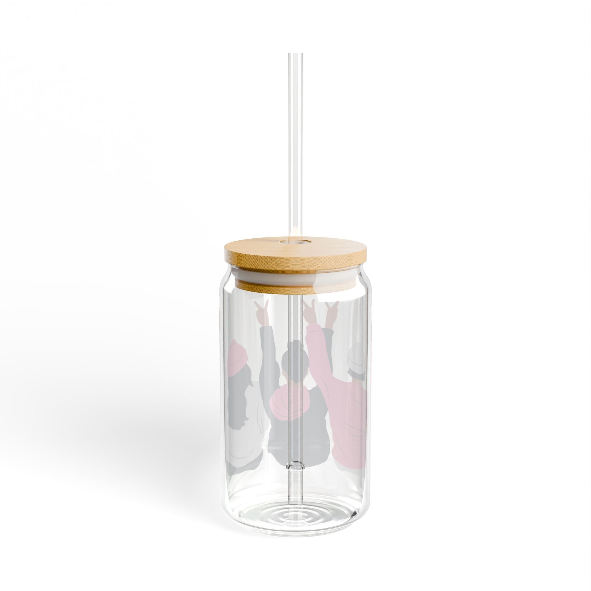 16oz Glass Sipper - Friends Raising Glasses Design