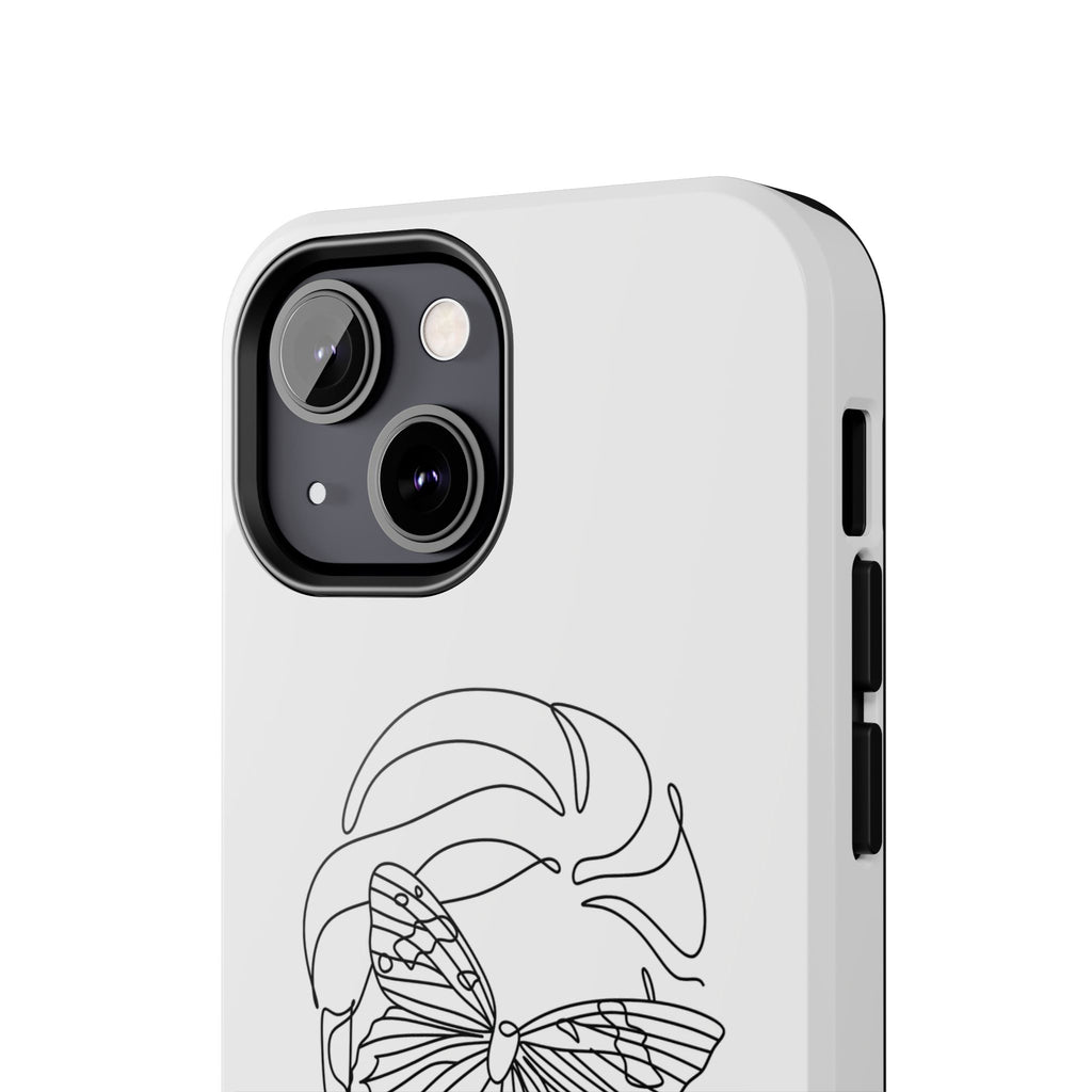 Butterfly Line Art Tough Phone Case — Minimalist Woman Face Design
