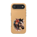 Horse Floral Tough Phone Case — Protective iPhone Cover with Boho Horse Head Design