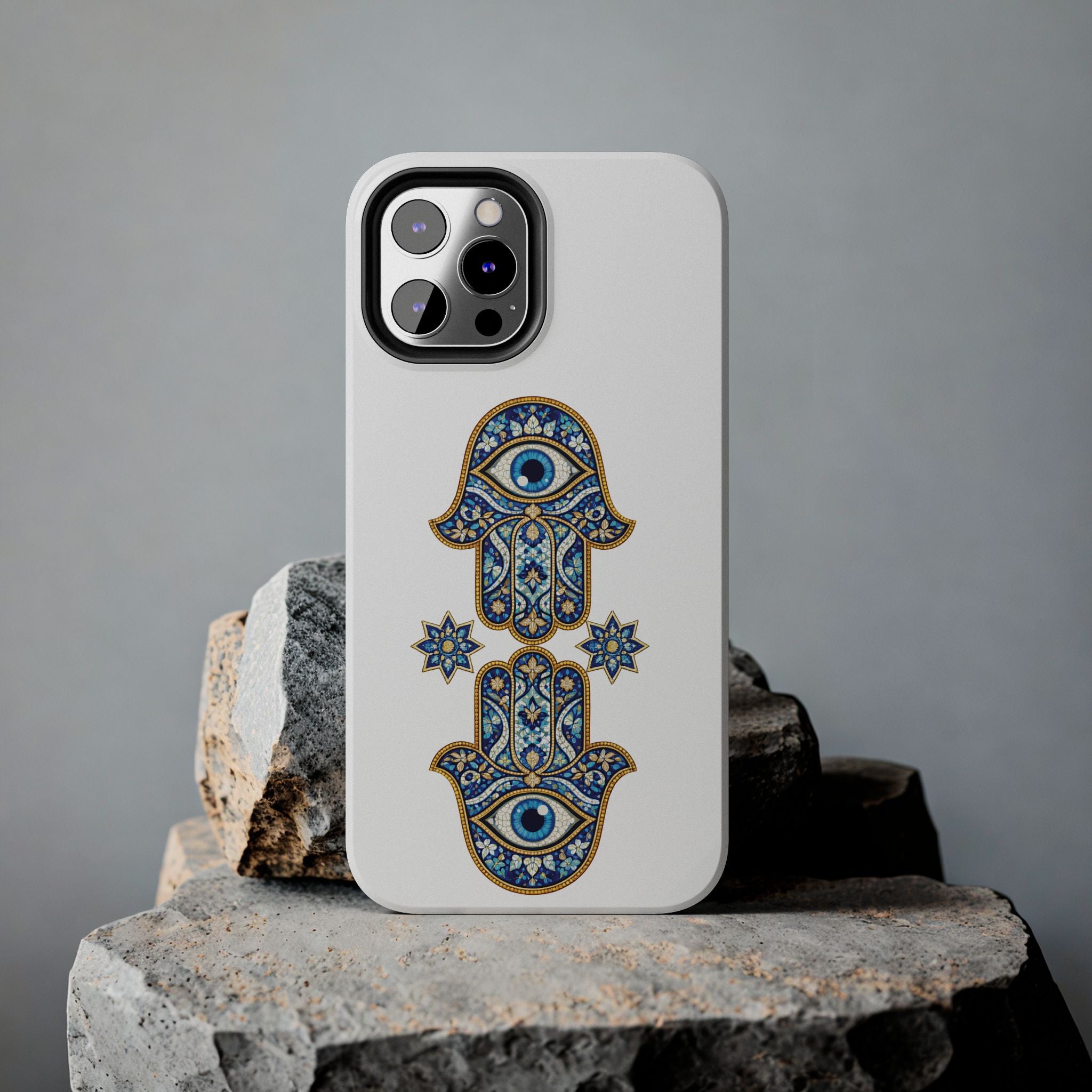Hamsa Eye Tough Phone Case — Blue Mosaic Protective Phone Cover