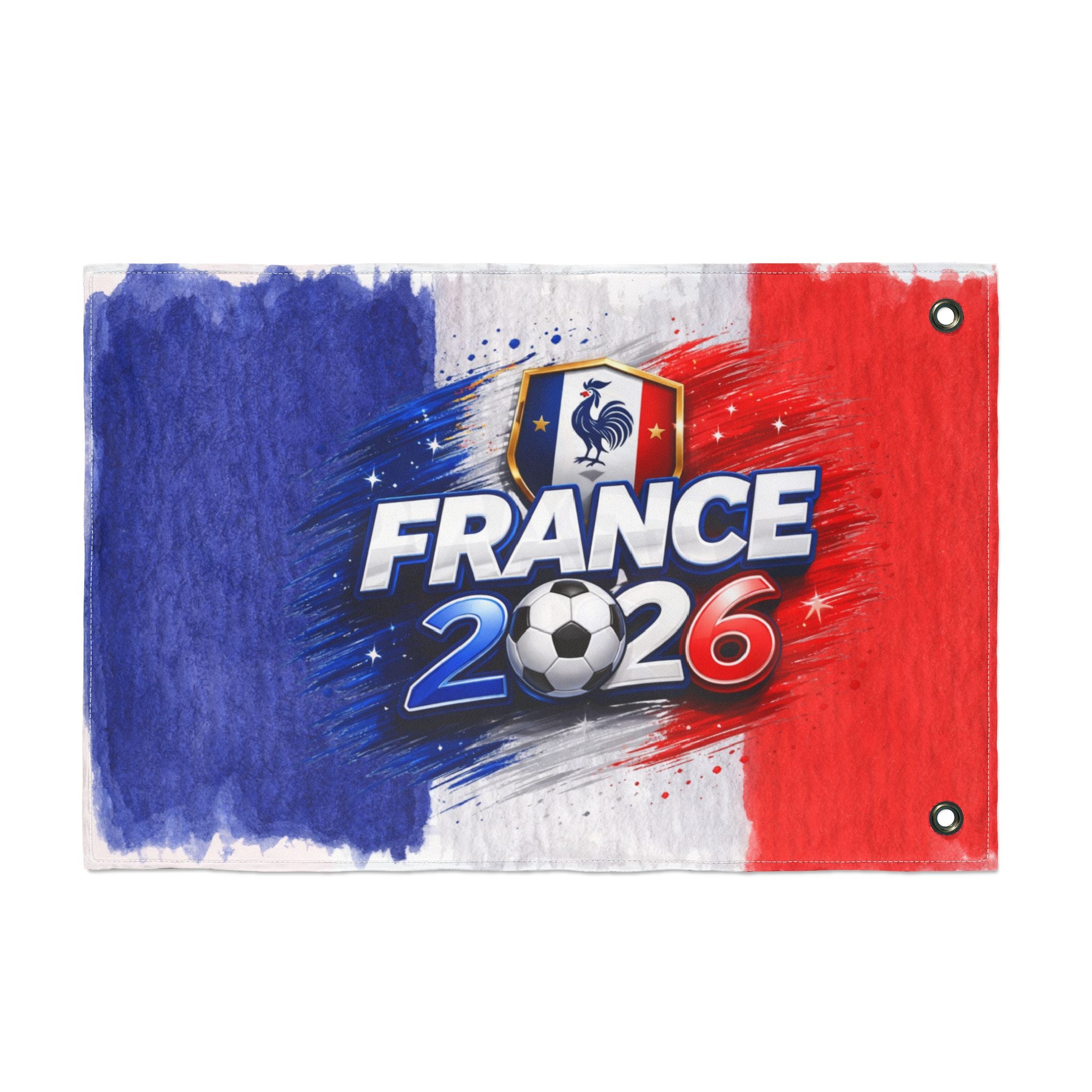 France 2026 Soccer Flag — Double-Sided French Tricolor Football Fan Banner