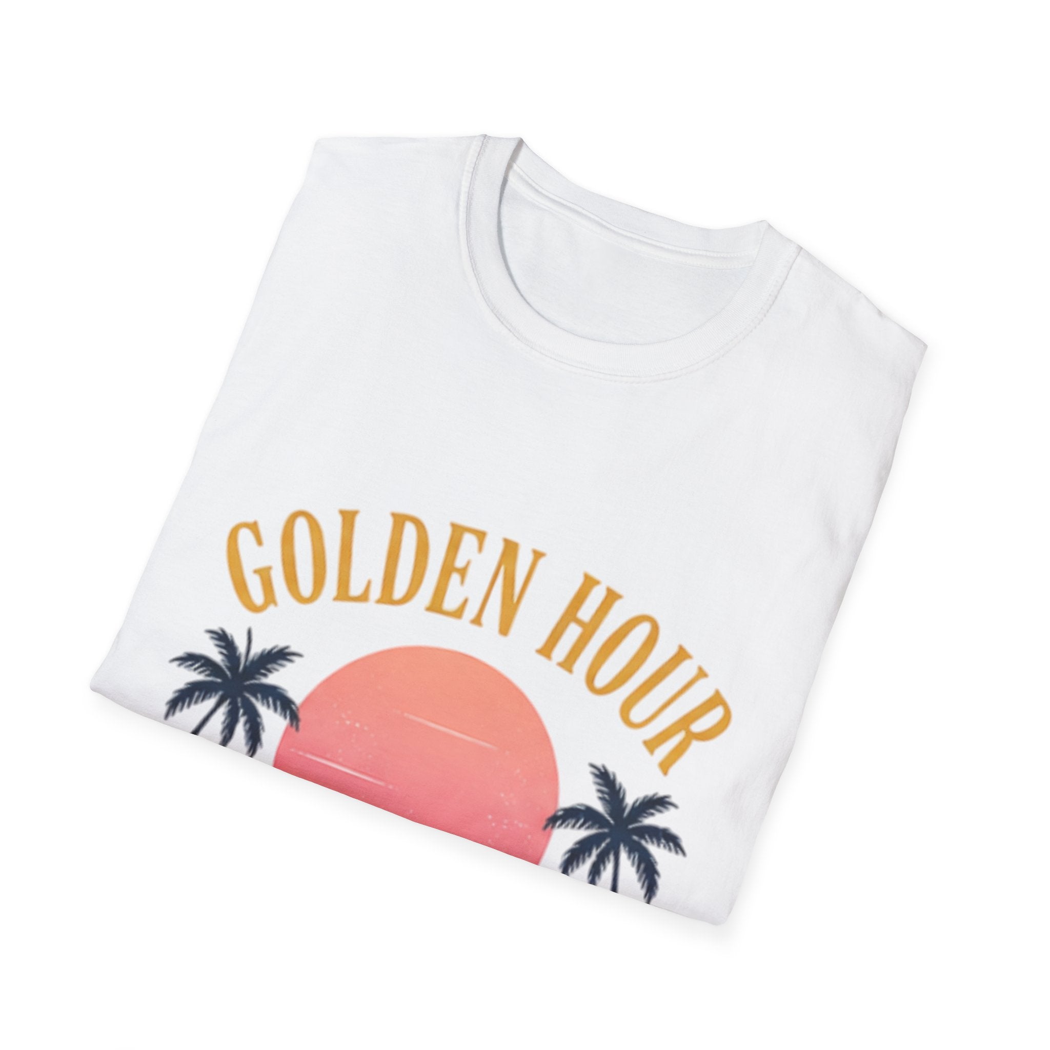 Golden Hour Sunset Tee — "Golden Hour: Good Times Tan Lines" Beach unisex T-Shirt