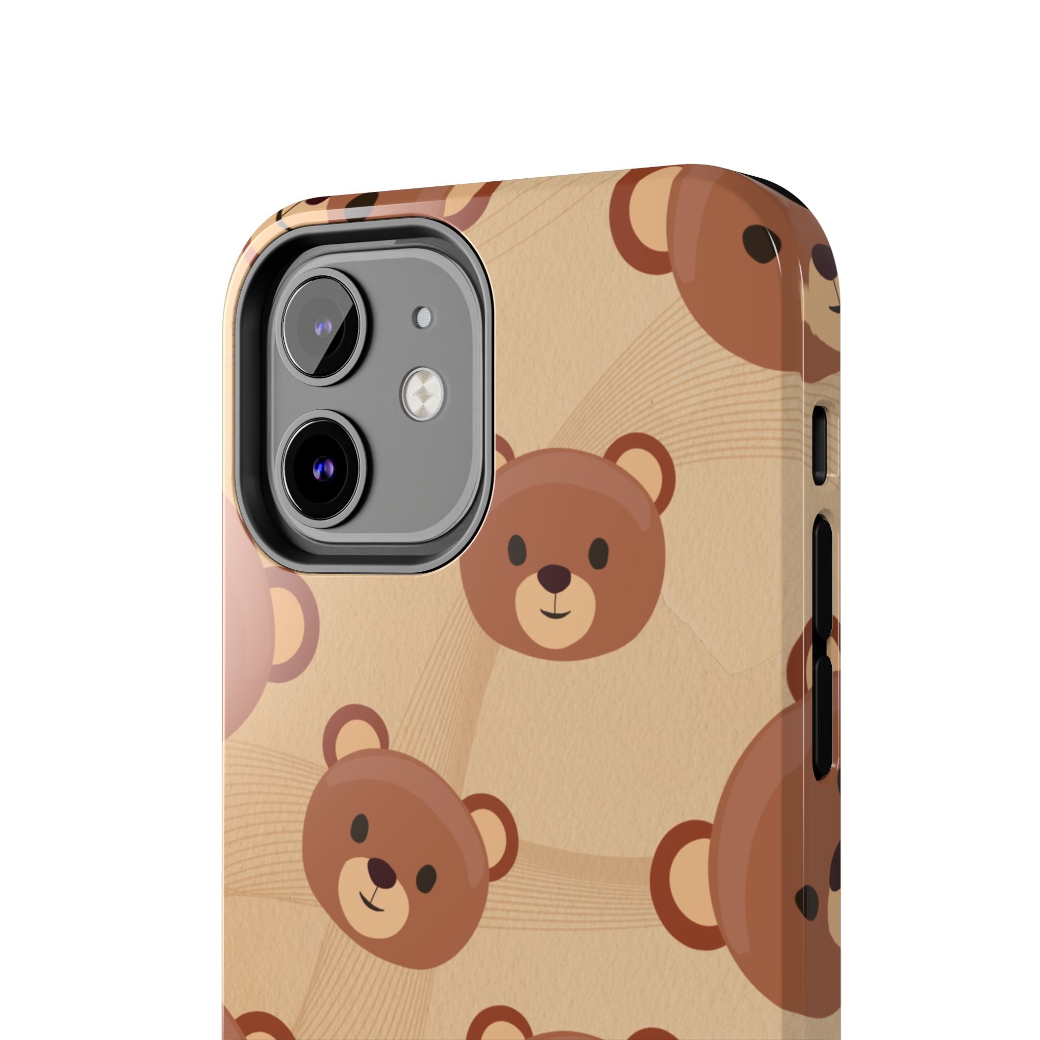 Bear Pattern Tough Phone Case — Cute Brown Bear Protective Phone Cover