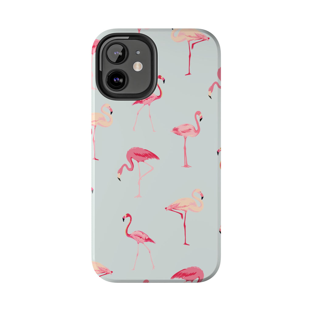 Flamingo Pattern Tough Phone Case — Cute Pink Birds Protective Phone Cover