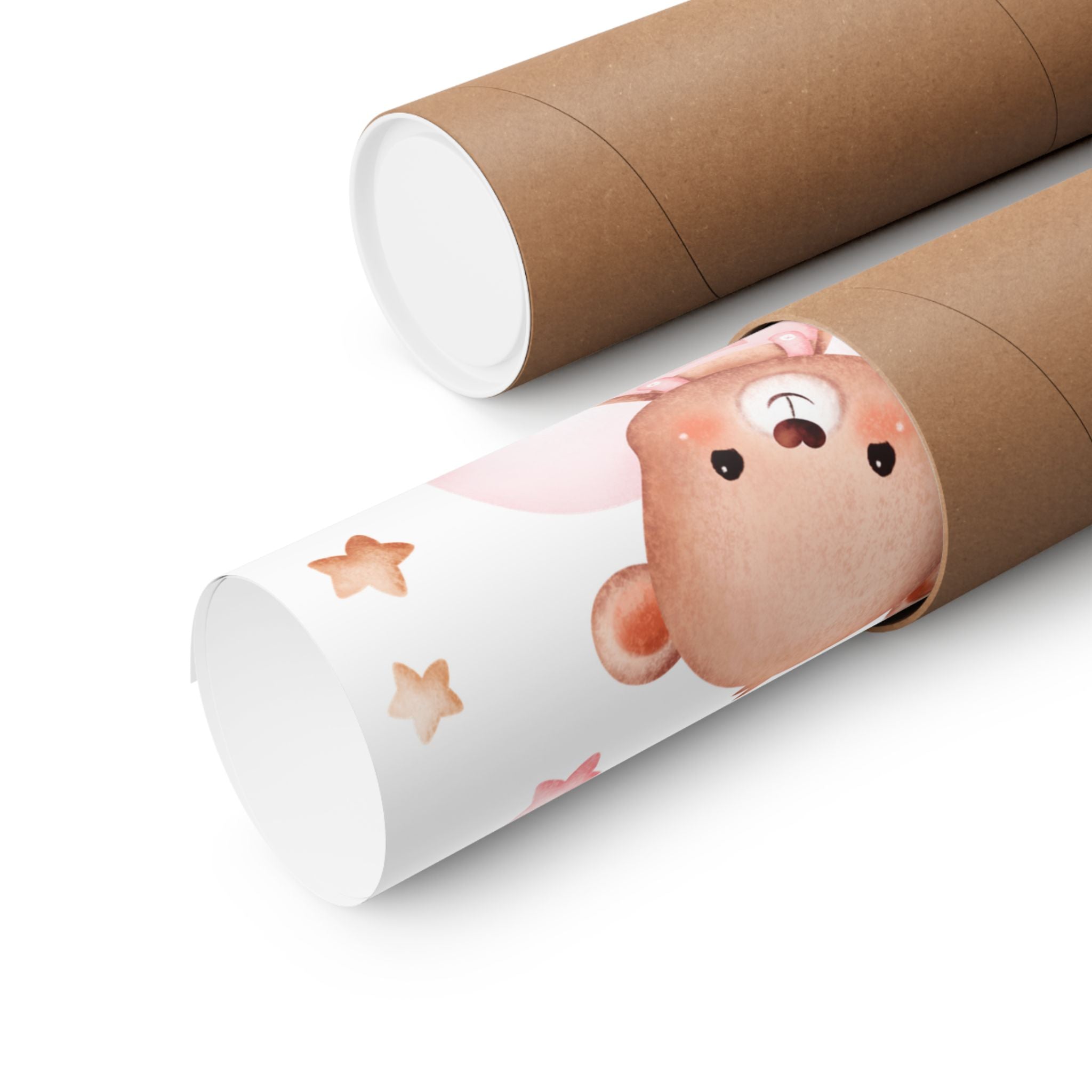 Cute Teddy Bear Balloon Nursery Poster — Pink Cloud Baby Wall Art