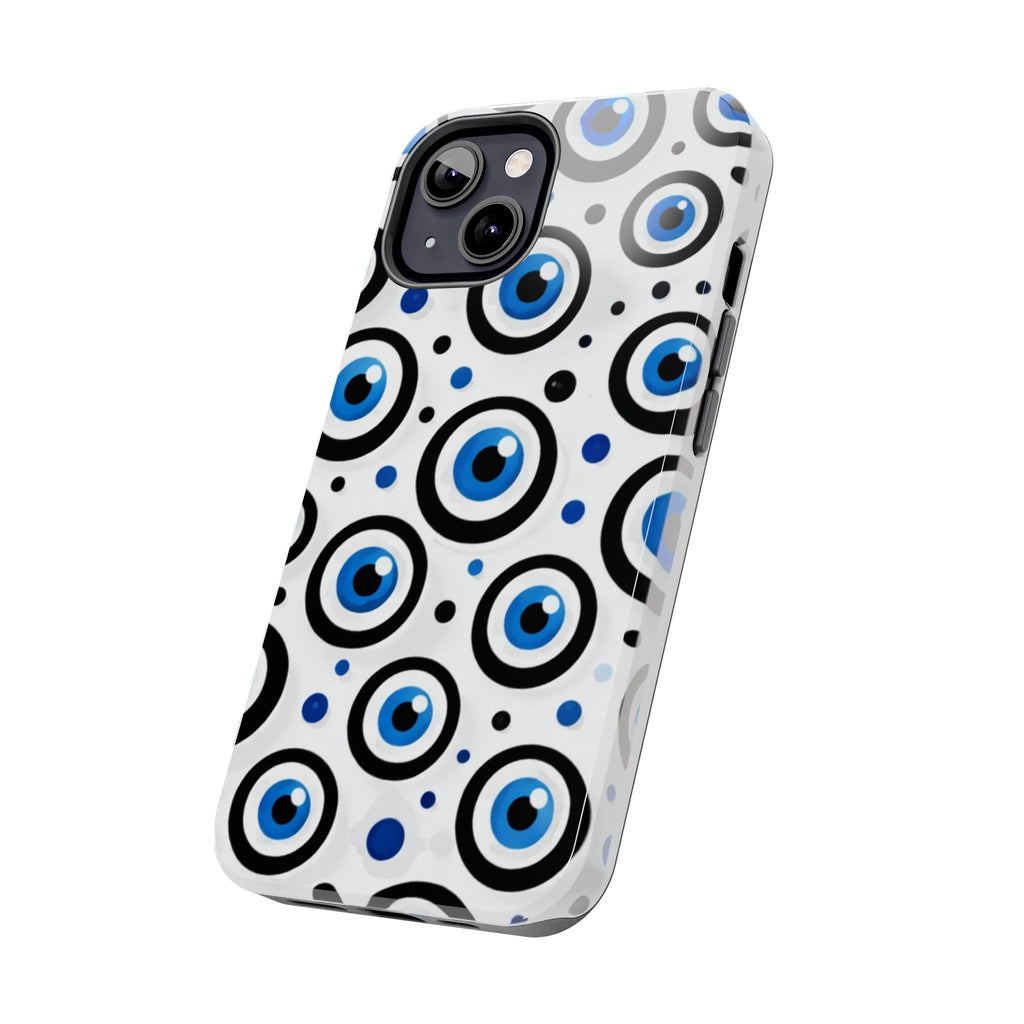 Blue Evil Eye Pattern Tough Phone Case — Protective Ceramic Nazar Design