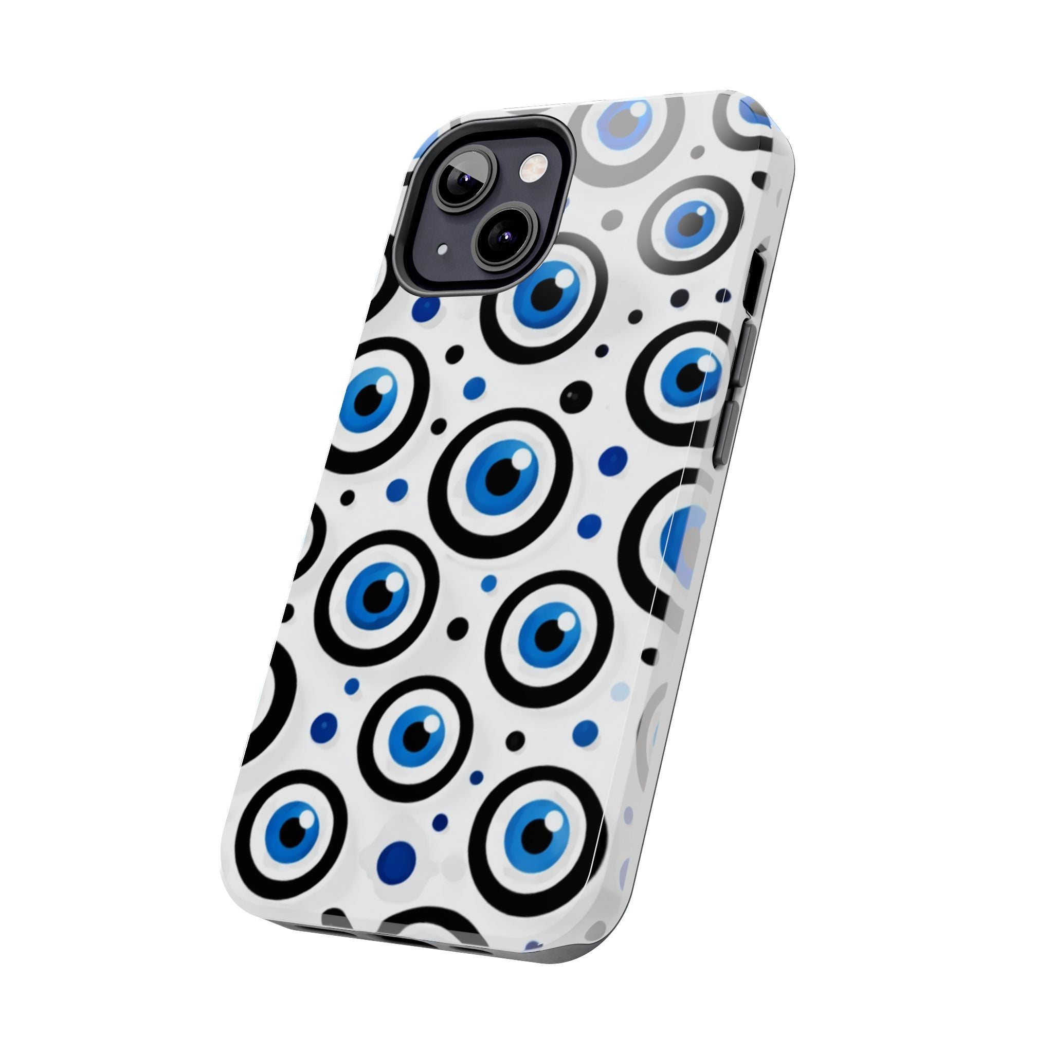 Blue Evil Eye Pattern Tough Phone Case — Protective Ceramic Nazar Design
