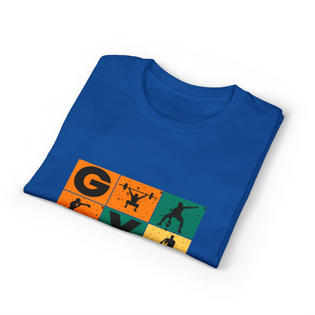 Gym Blocks Graphic T-Shirt — Retro Fitness Silhouette Tee