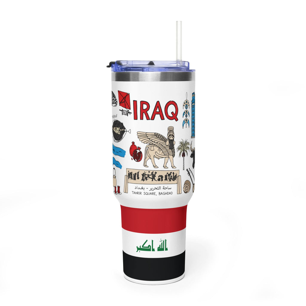 Tumbler — Iraq Landmark 40oz Vacuum Thermal Tumbler with Iraqi Flag & Cultural Icons