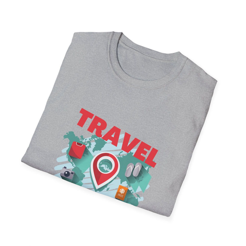 Travel Is My Therapy T-Shirt — Wanderlust Map Tee for Travelers & Adventure Lovers