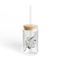 Cat Lover 16oz Glass Sipper with Bamboo Lid & Straw