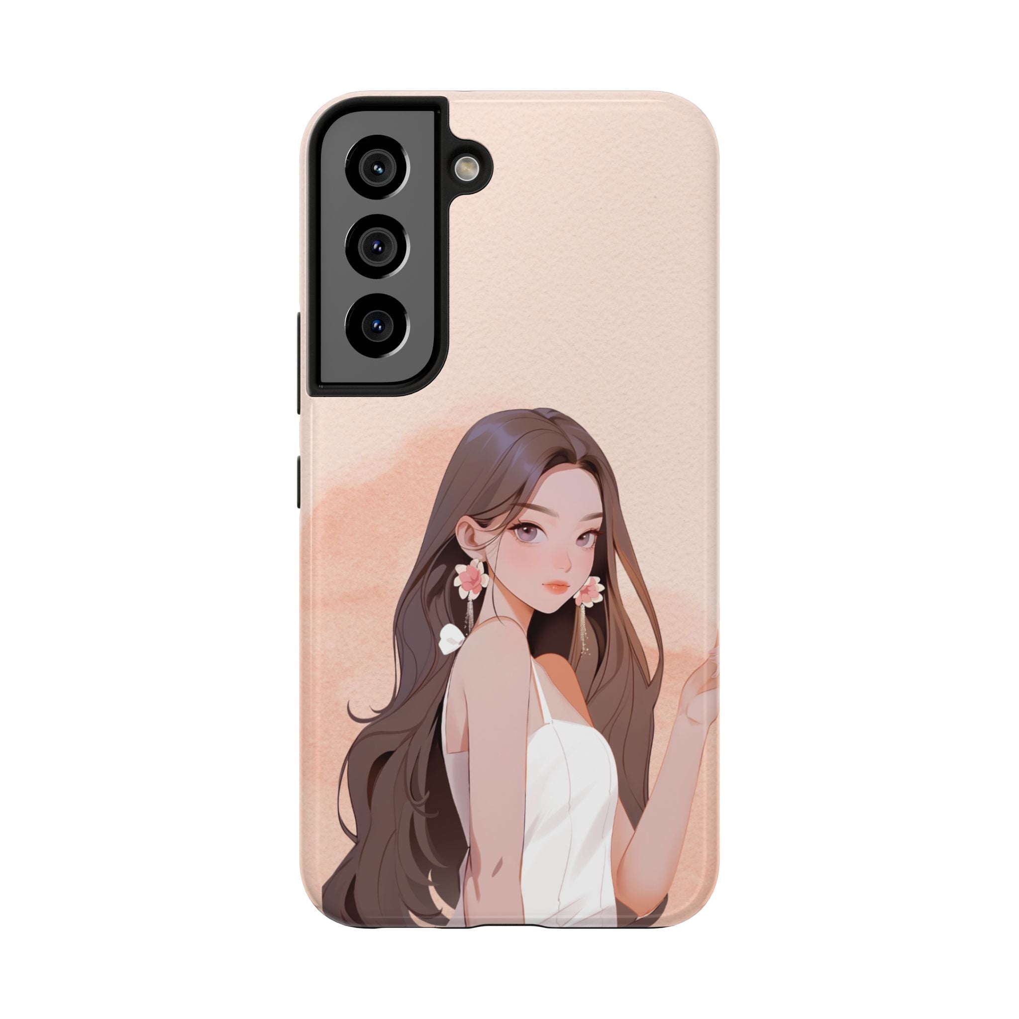 Tough Phone Case — Elegant Anime Girl Illustration, Protective Slim Phone Cover